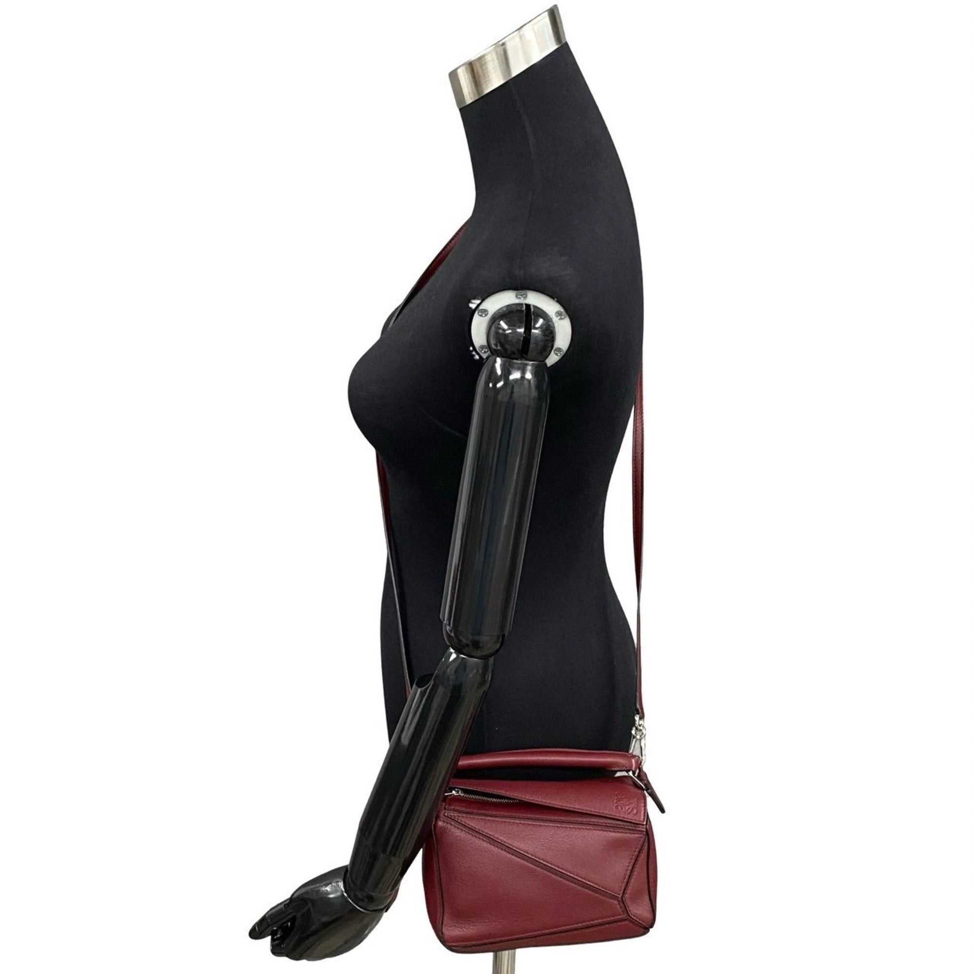 image of Loewe Puzzle Bag Small Leather 2Way Handbag Shoulder Red 87738, Women's