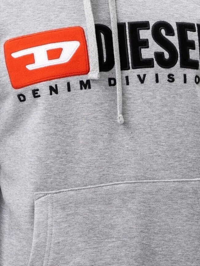 Diesel Diesel S-Ginn Denim Division Spellout Logo Hoodie Gray Men M Size US M / EU 48-50 / 2 - 5 Thumbnail