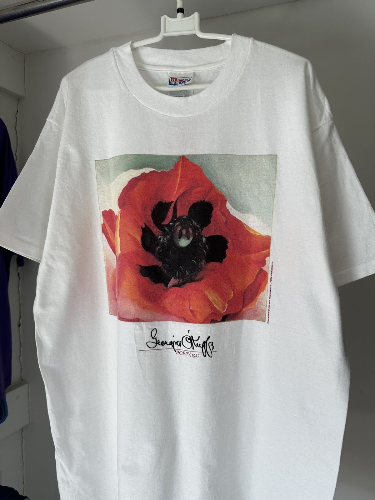 Hanes Vintage Georgia O’keeffe Shirt “Red Poppy” Size US L / EU 52-54 / 3 - 1 Thumbnail