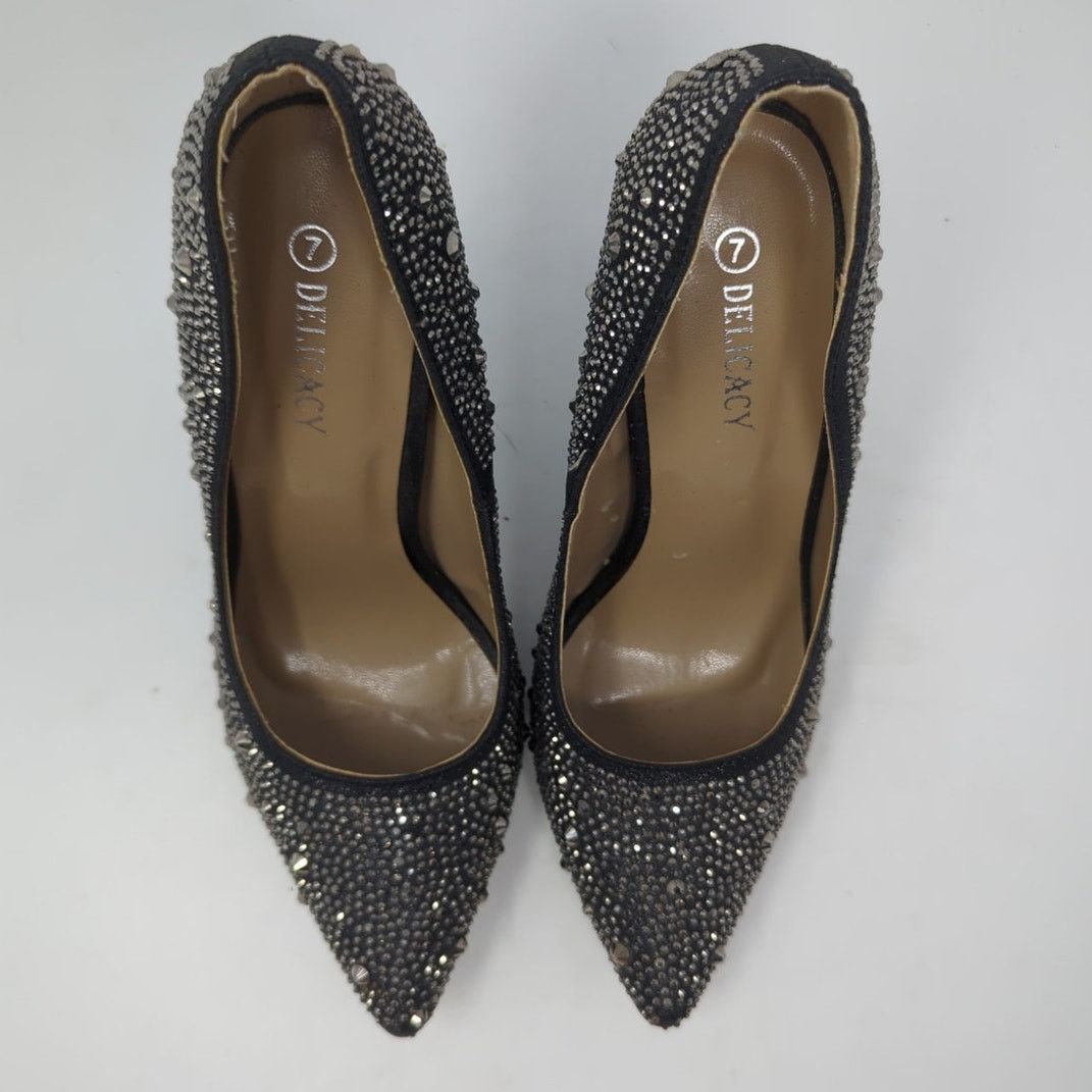 Other Delicacy Belinda Pointy Toe Rhinestones Slip-On High Heels 7 Size US 7 / IT 37 - 4 Thumbnail