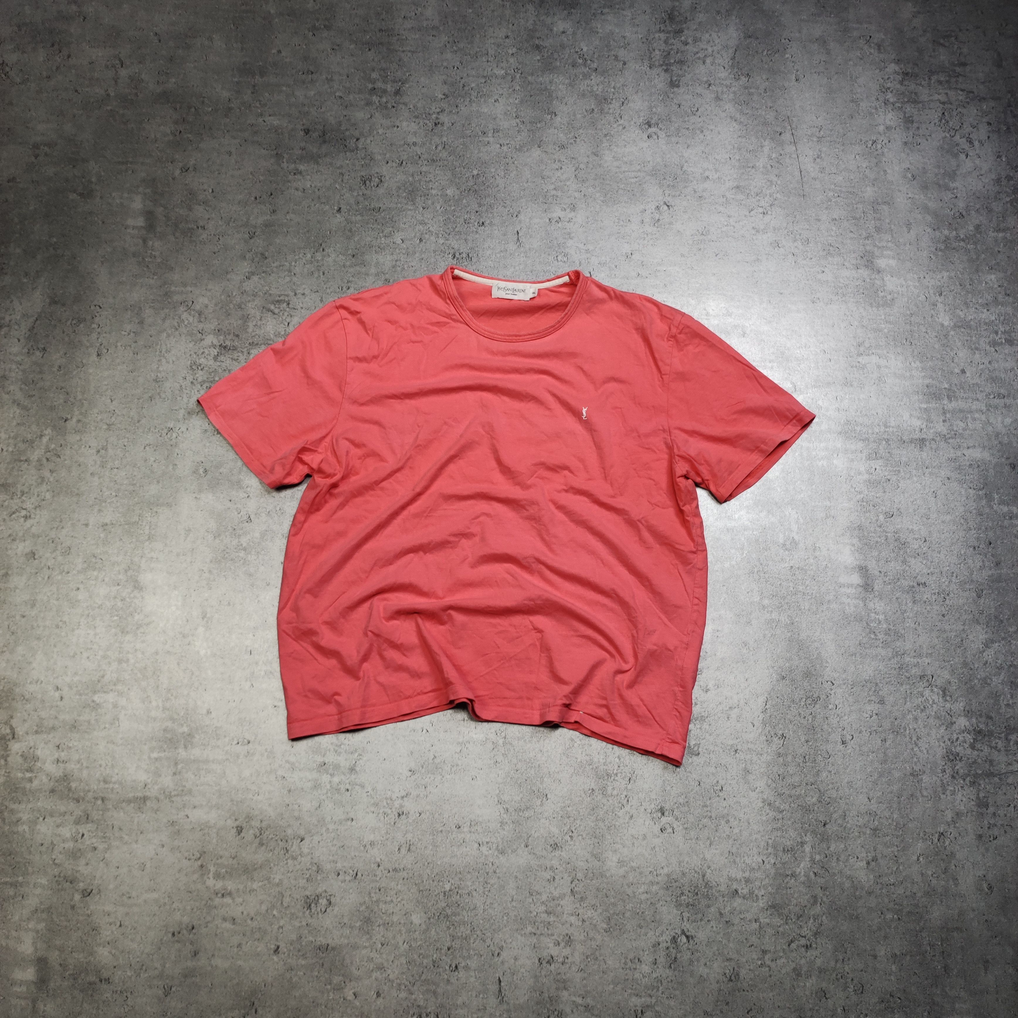 RARE 90s YSL Yves Saint Laurent Pink Small Logo Tshirt