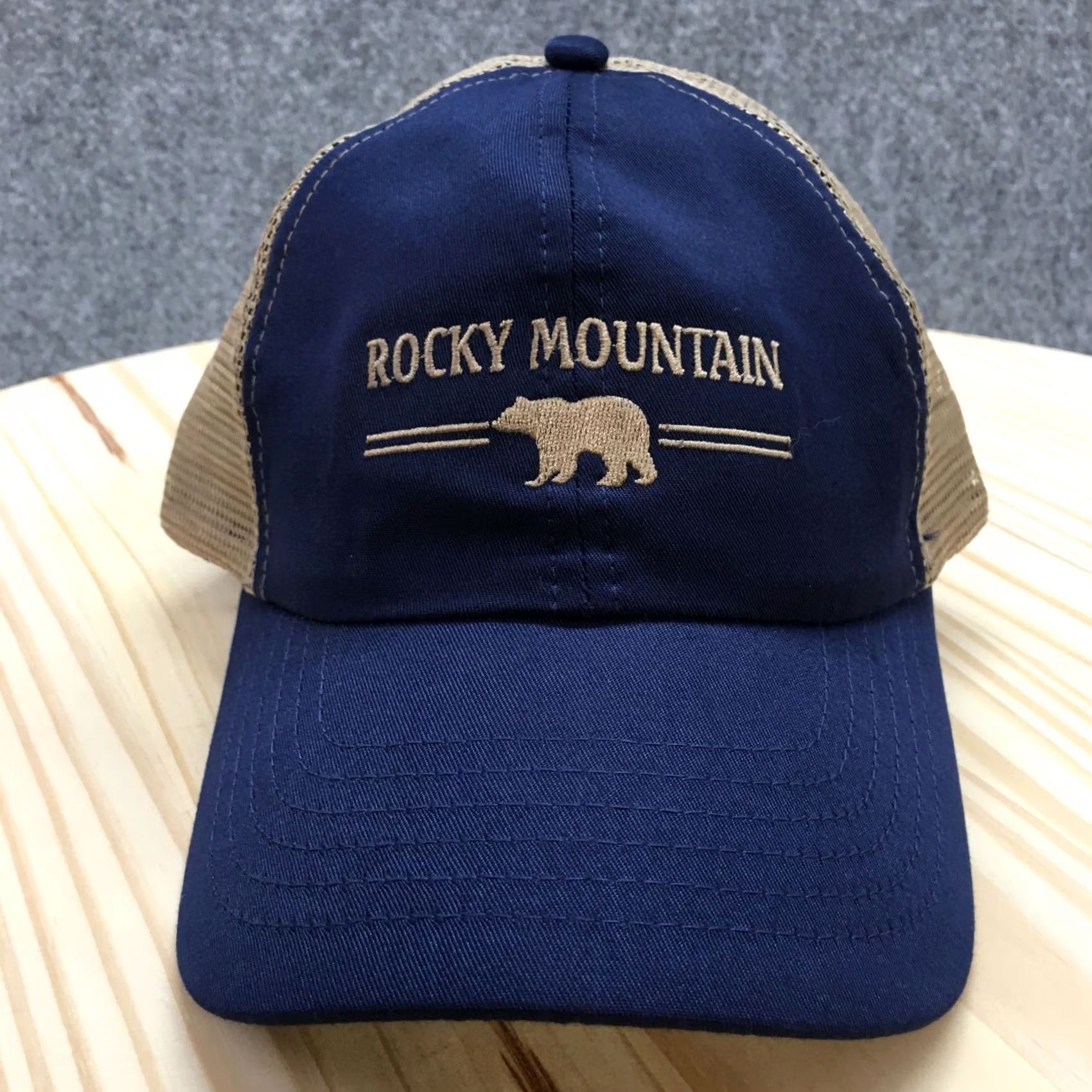 Vintage Rocky Mountain Trucker Hat Mens Blue OS Adjustable Curved Brim Embroidered Logo Size ONE SIZE - 2 Thumbnail