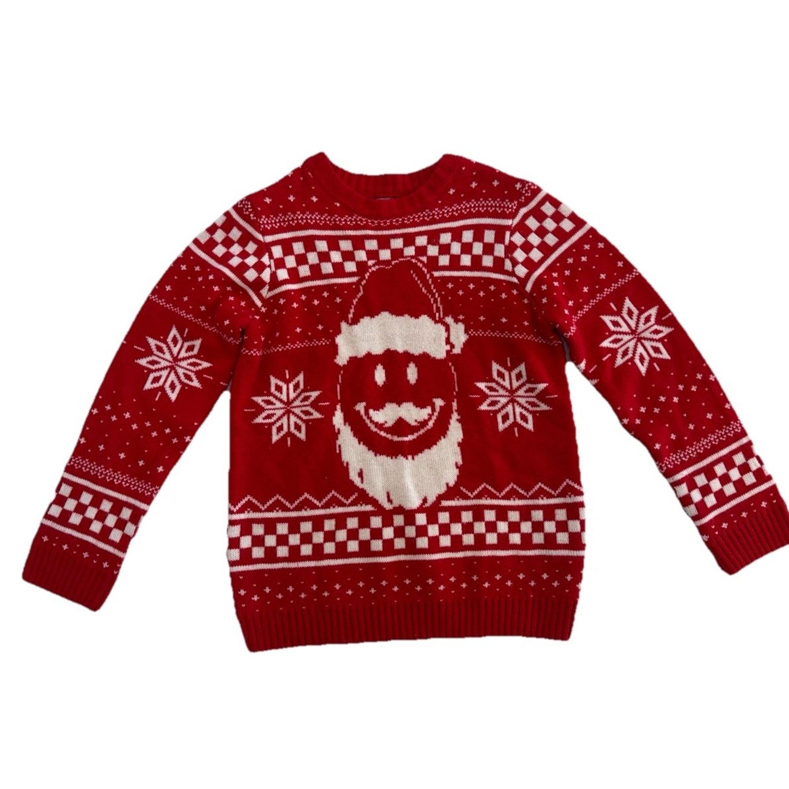 Holiday Brand Ugly Christmas Sweater Kids Youth L Red Santa Snowflake Knit Size L / US 10 / IT 46 - 1 Thumbnail
