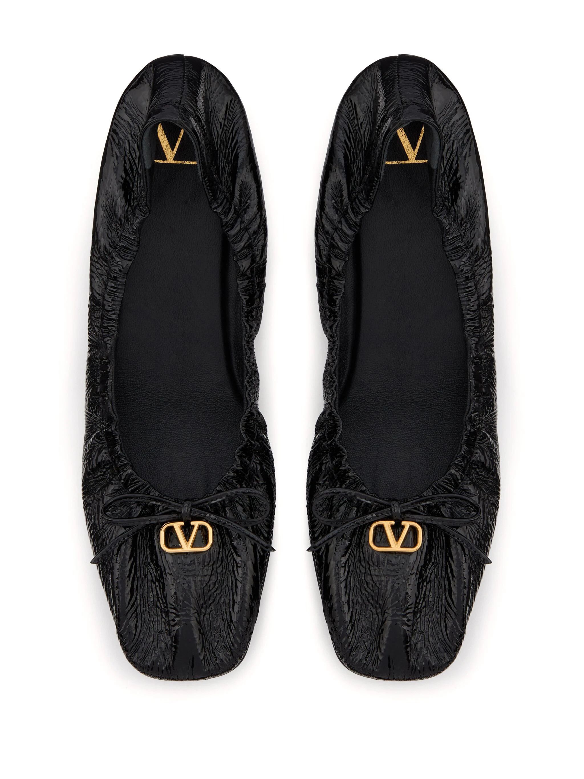 Valentino o1s22i1n0924 Vlogo Signature Patent Leather Flats Size US 7 / IT 37 - 4 Thumbnail
