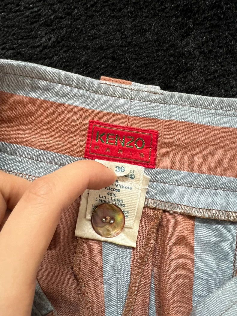 Kenzo KENZO Striped patchy seven-eighths pants Y2K Size 24" / US 00 / IT 34 - 4 Thumbnail