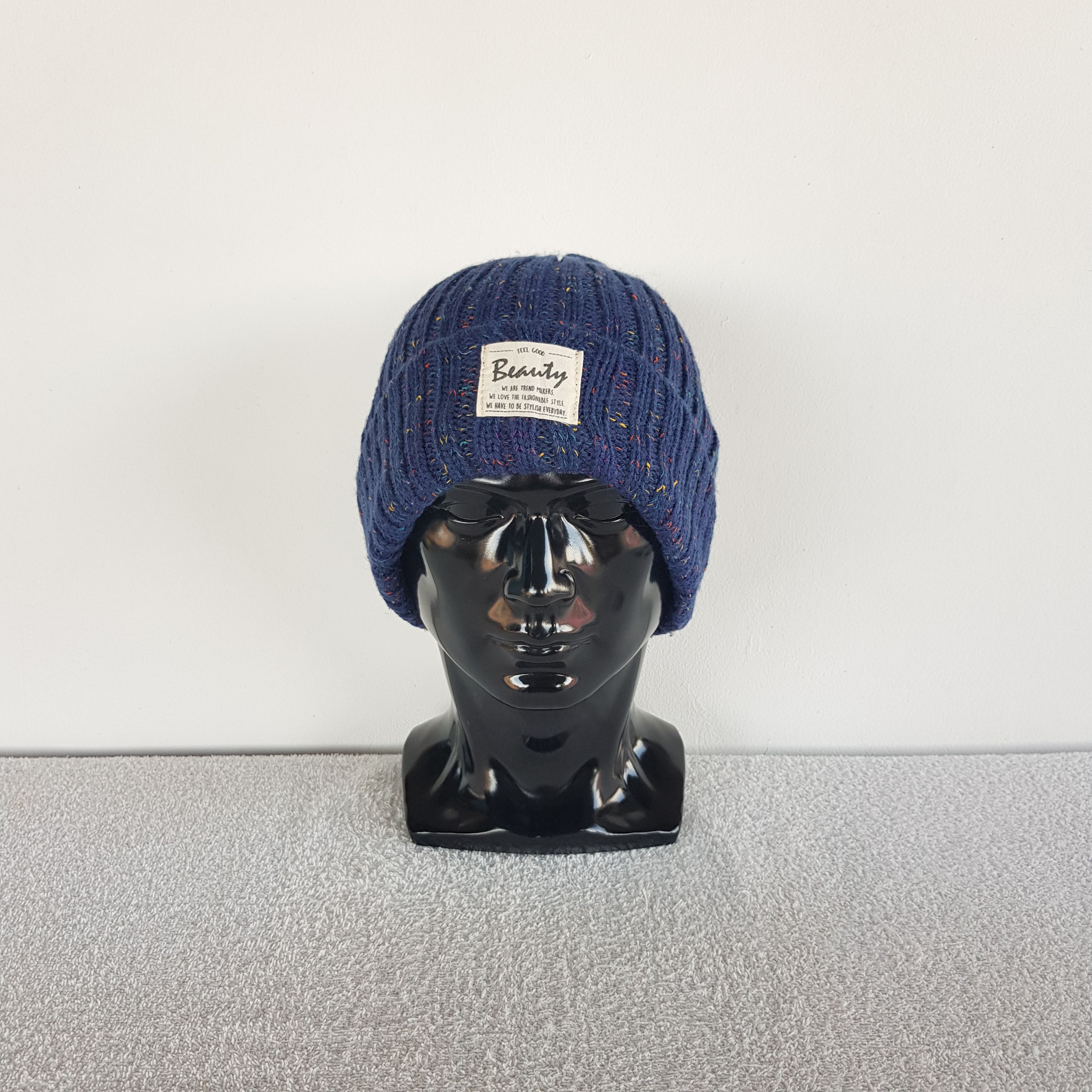 Homespun Knitwear Vintage Japanese Fair Isle Ribbed Knit Beanie Snow Caps Hats Size ONE SIZE - 2 Thumbnail