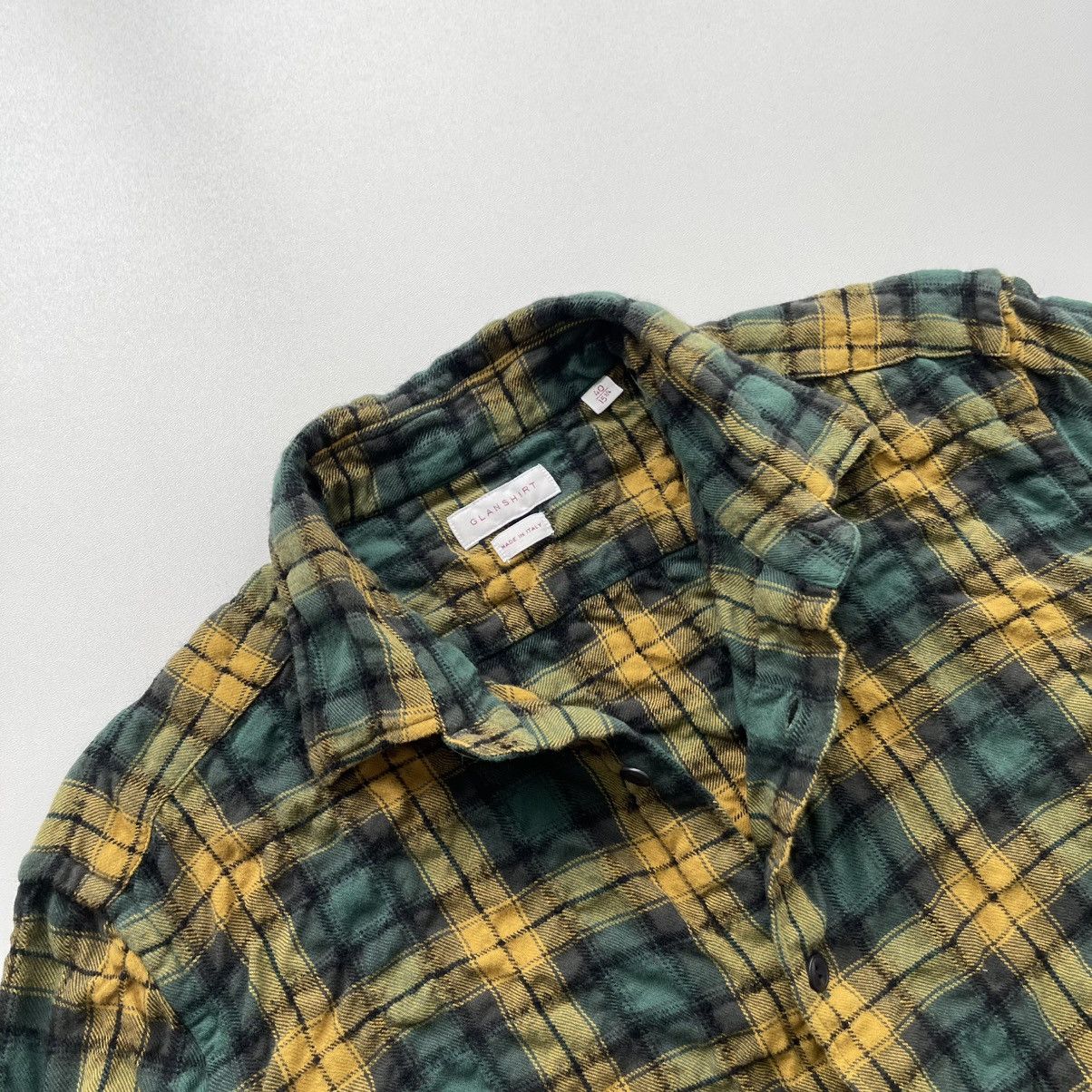 Glanshirt Glanshirt Waffle Cotton/Wool Checked Shirt Yellow/Green Rare Size US M / EU 48-50 / 2 - 5 Thumbnail