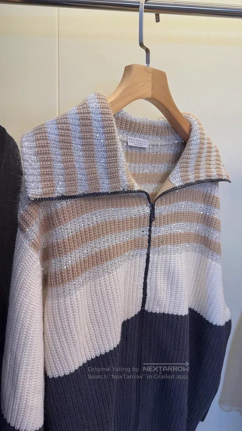 Brunello Cucinelli Brunello Cucinelli Sequined Cashmere Cardigan Size L / US 10 / IT 46 - 4 Thumbnail