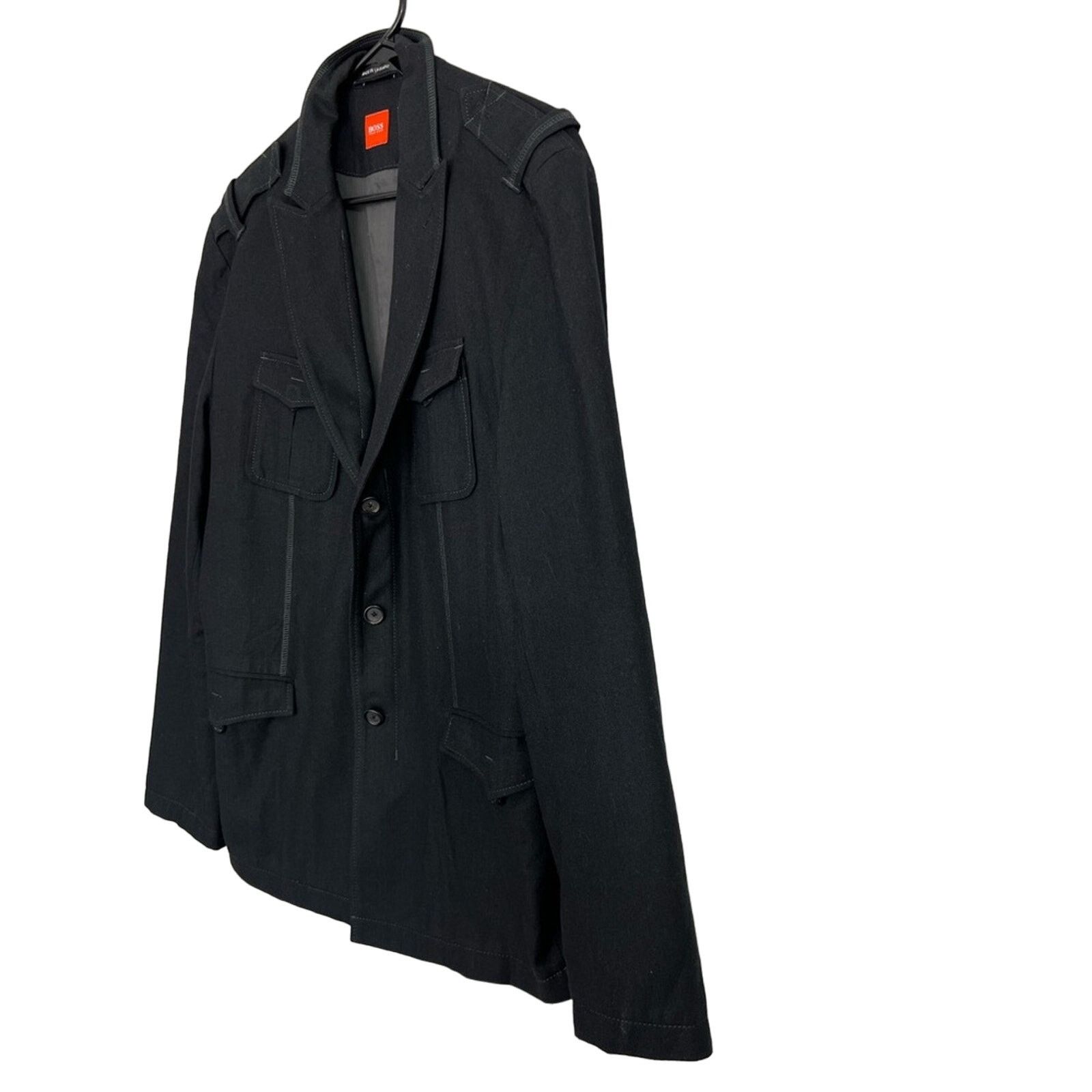 Hugo Boss 42R Hugo Boss Orange Jacket Black Wool Blend Military NICE Size 42R - 4 Thumbnail