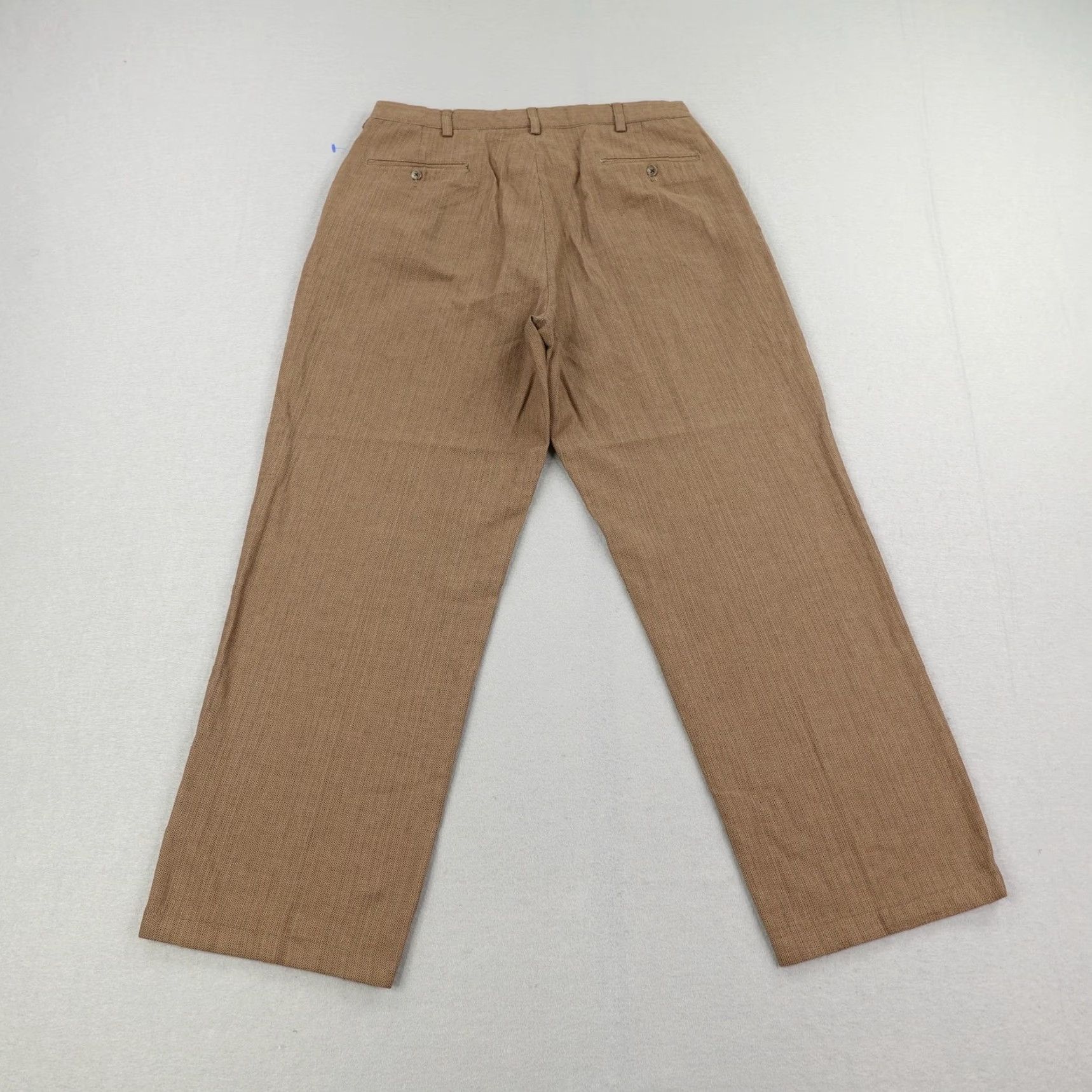 Polo Ralph Lauren VINTAGE Polo Ralph Lauren Pants Mens 35x34 Dress Pants Brown Herringbone Pleated Straight Leg Formal Casual Size US S / EU 44-46 / 1 - 4 Thumbnail