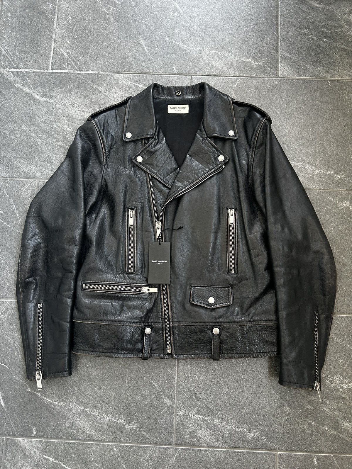 Saint Laurent Paris Saint Laurent Ramones leather jacket with big logo on back Size US L / EU 52-54 / 3 - 2 Thumbnail