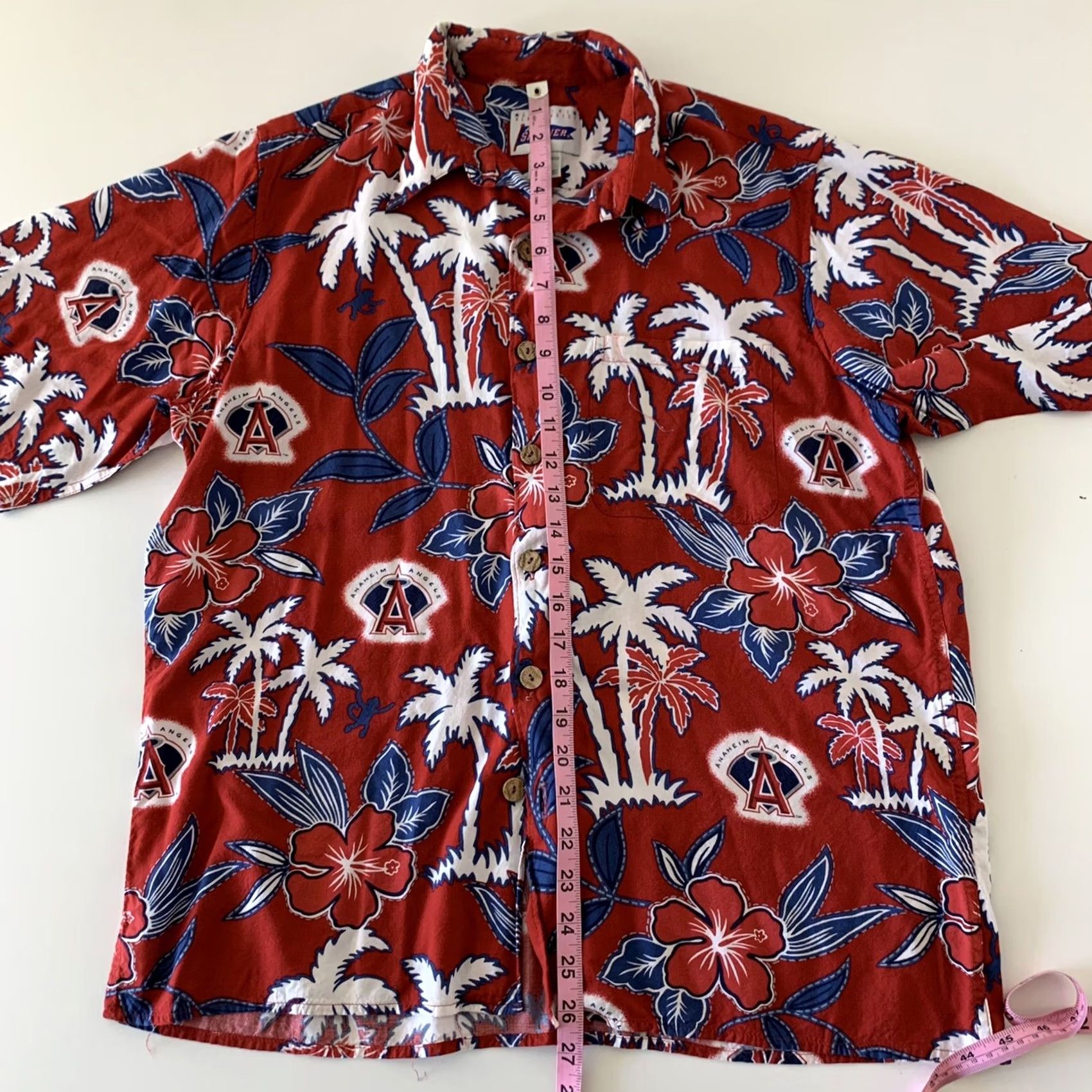 Reyn Spooner Reyn Spooner Anaheim Angels Red Short Sleeve Button-Up Shirt Men's M Size US M / EU 48-50 / 2 - 4 Thumbnail