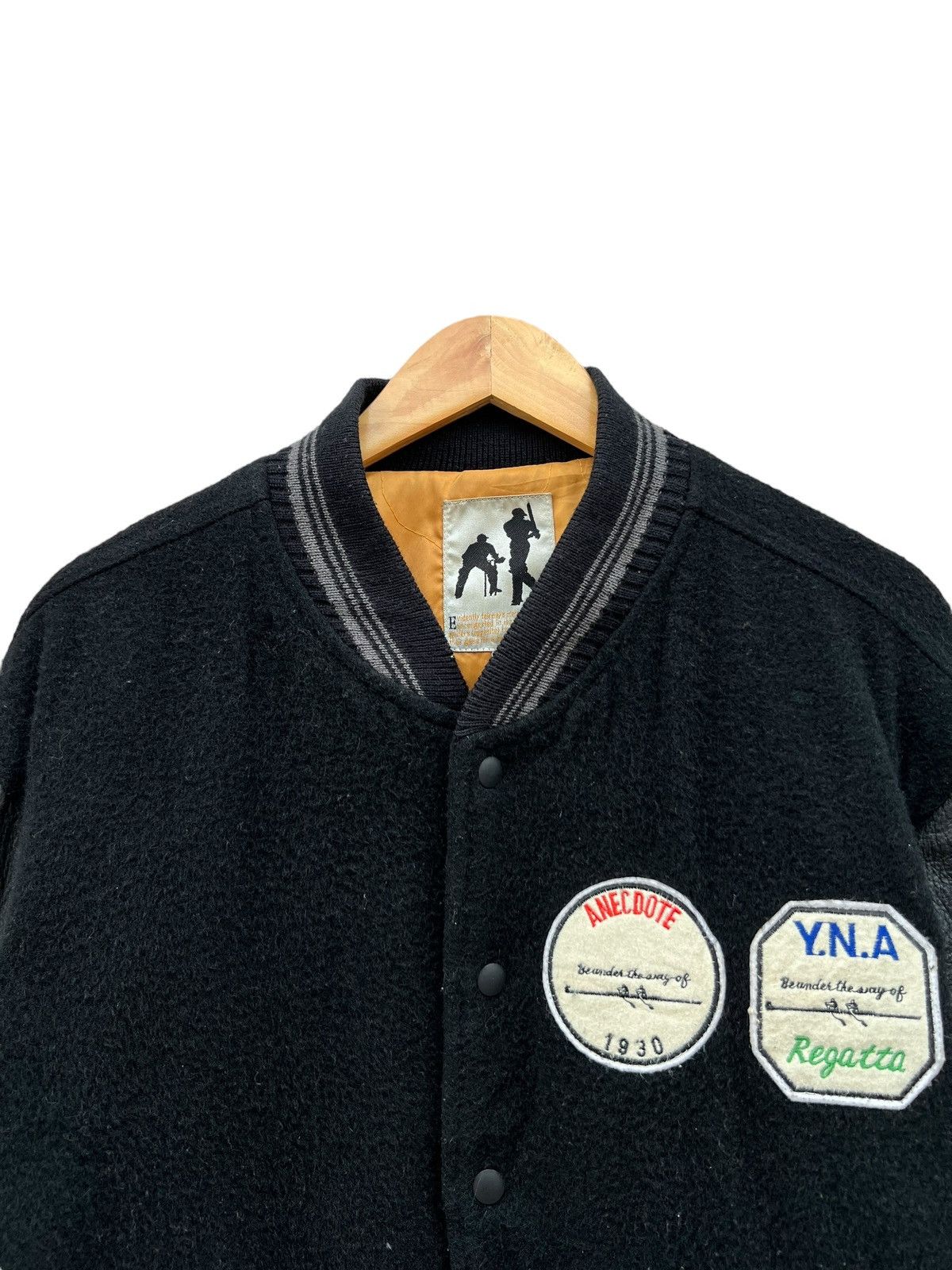 Sports Specialties Vintage Anecoote Embroidered Black Leather Varsity Jacket Size US L / EU 52-54 / 3 - 3 Thumbnail