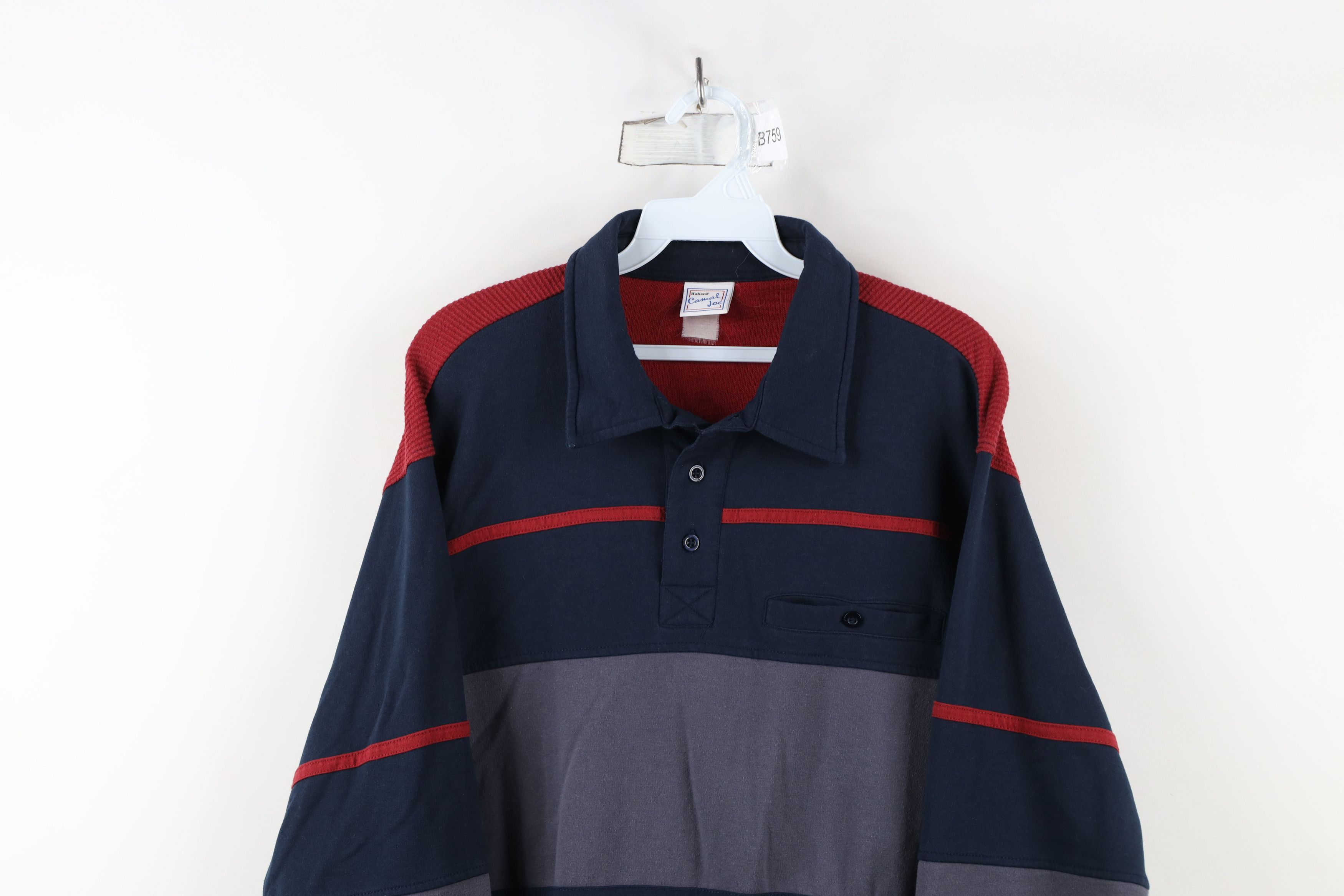 Vintage Vintage 90s Streetwear Block Thermal Knit Long Sleeve Polo Size US M / EU 48-50 / 2 - 2 Thumbnail
