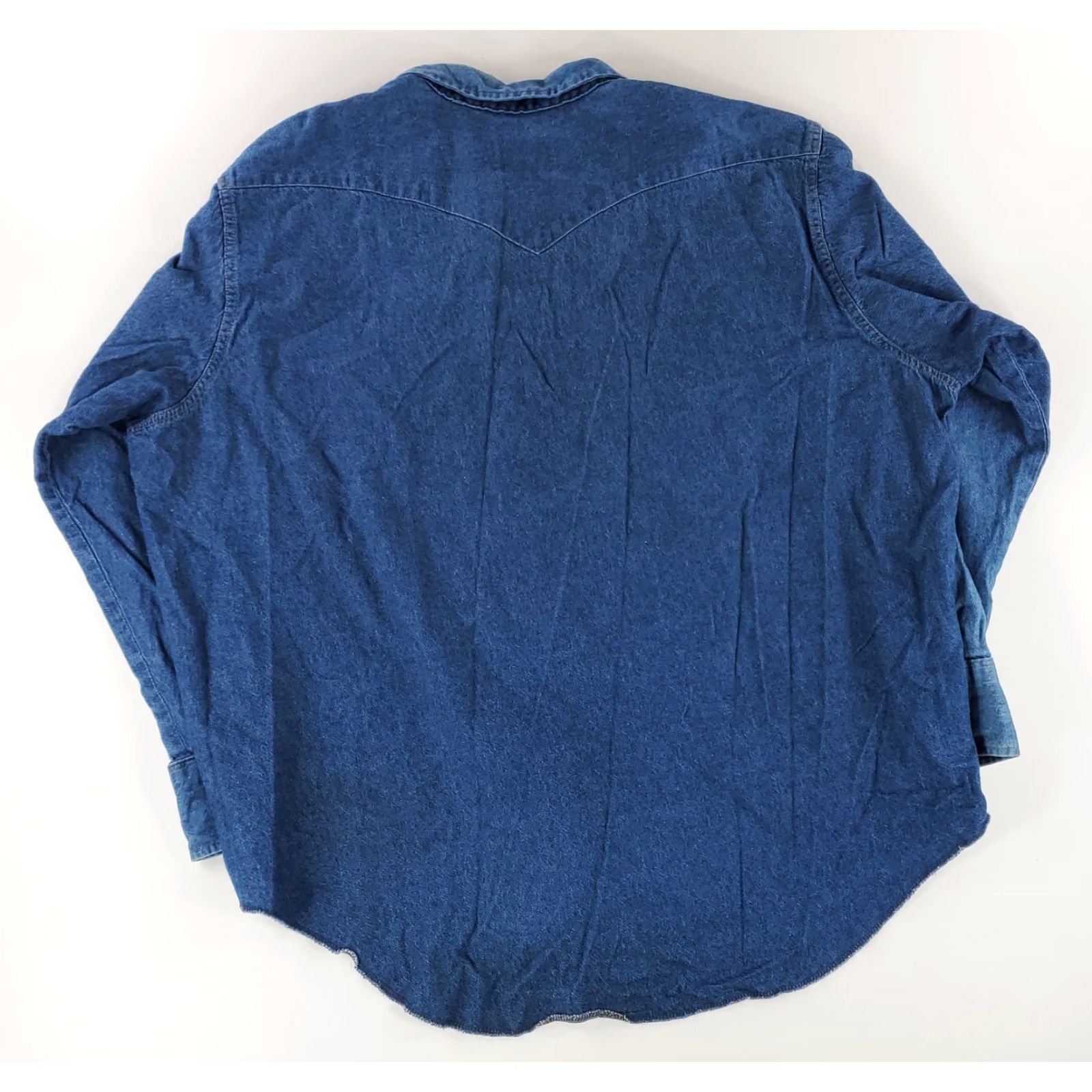 Wrangler Wrangler Denim Pearl Snap Shirt X-Long Tails Blue Mens 3XL 20-36 Big Man Fit Long Sleeve Snap Tail Shirt Size US XXL / EU 58 / 5 - 3 Thumbnail