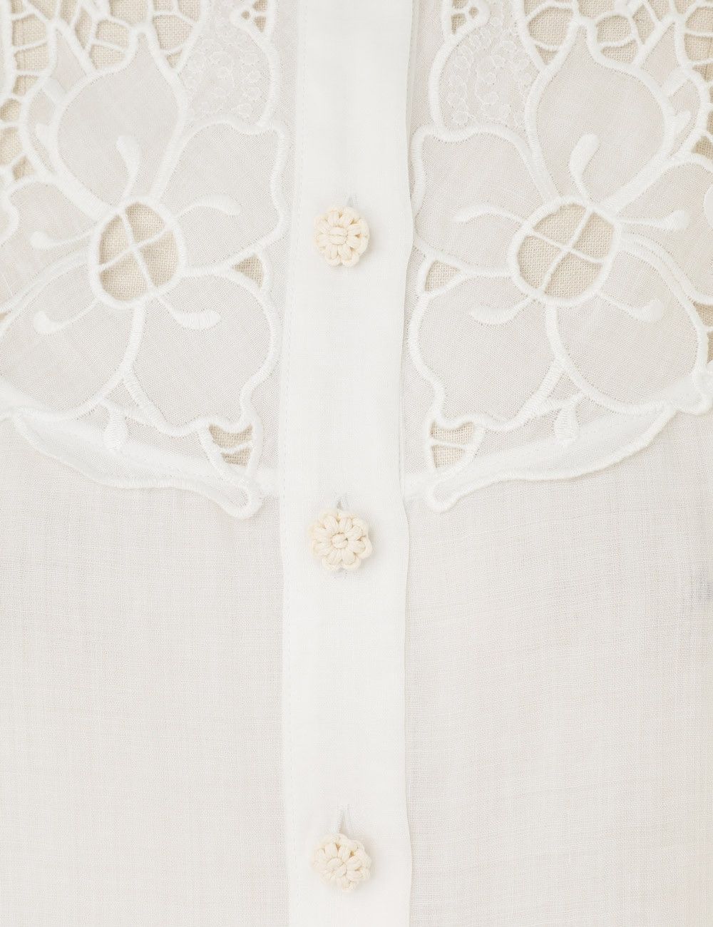 Zimmermann oc11z0525 Embroidered Yoke Blouse in White Size L / US 10 / IT 46 - 6 Thumbnail