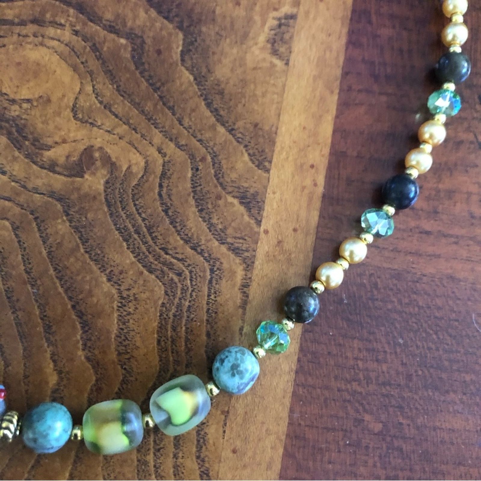 Handmade Handcrafted vintage glass lamplight stone necklace Size ONE SIZE - 8 Thumbnail