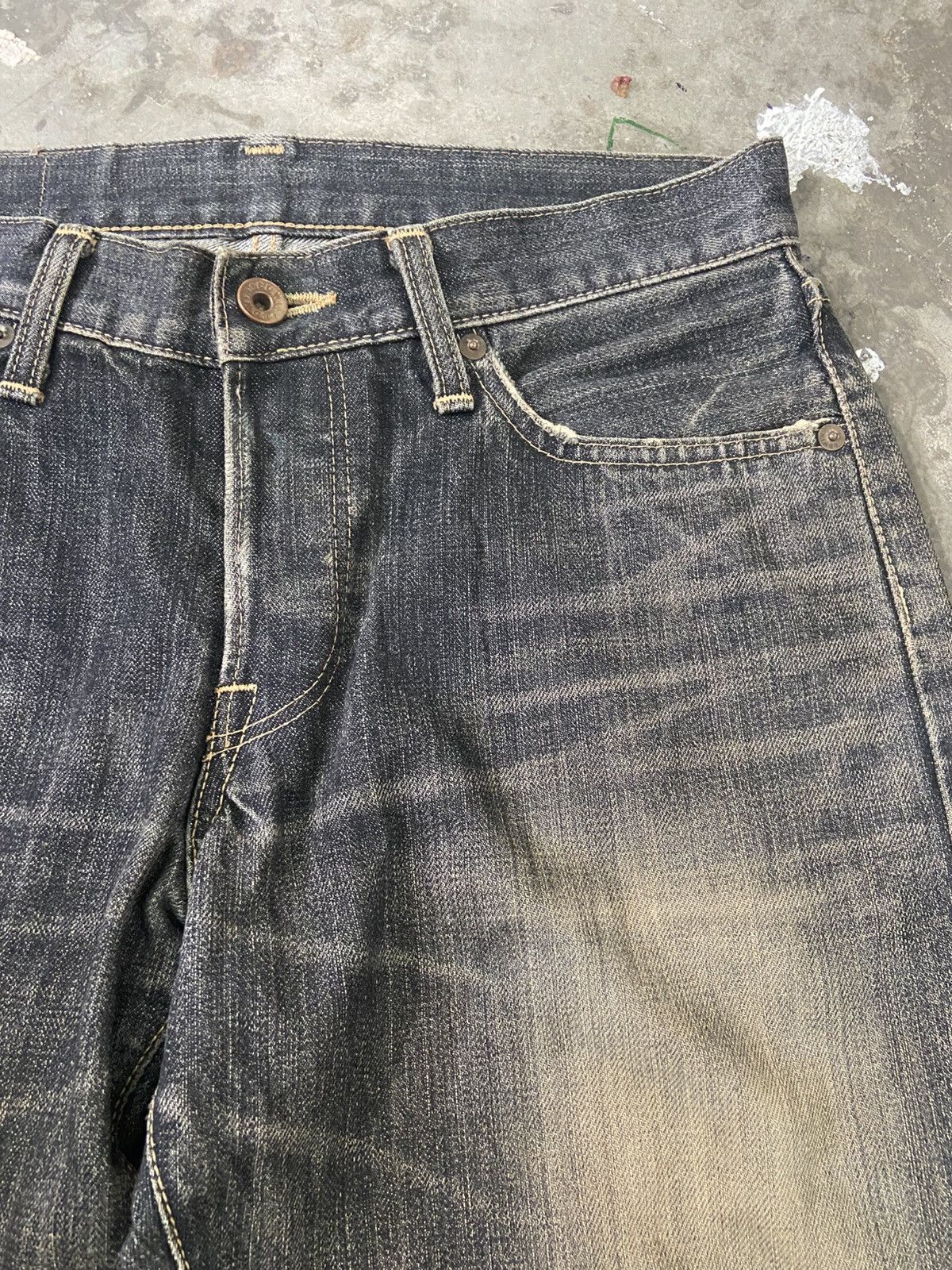 Edwin × Japanese Brand Edwin 505 LowRize Fly Button Distressed Denim Size US 30 / EU 46 - 7 Thumbnail