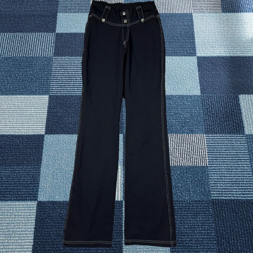 Vintage Bluefish Pants Womens M Black Stretch Flare Y2K Boho Yoga Movement Pants Size 32" / US 10 / IT 46 - 1 Thumbnail