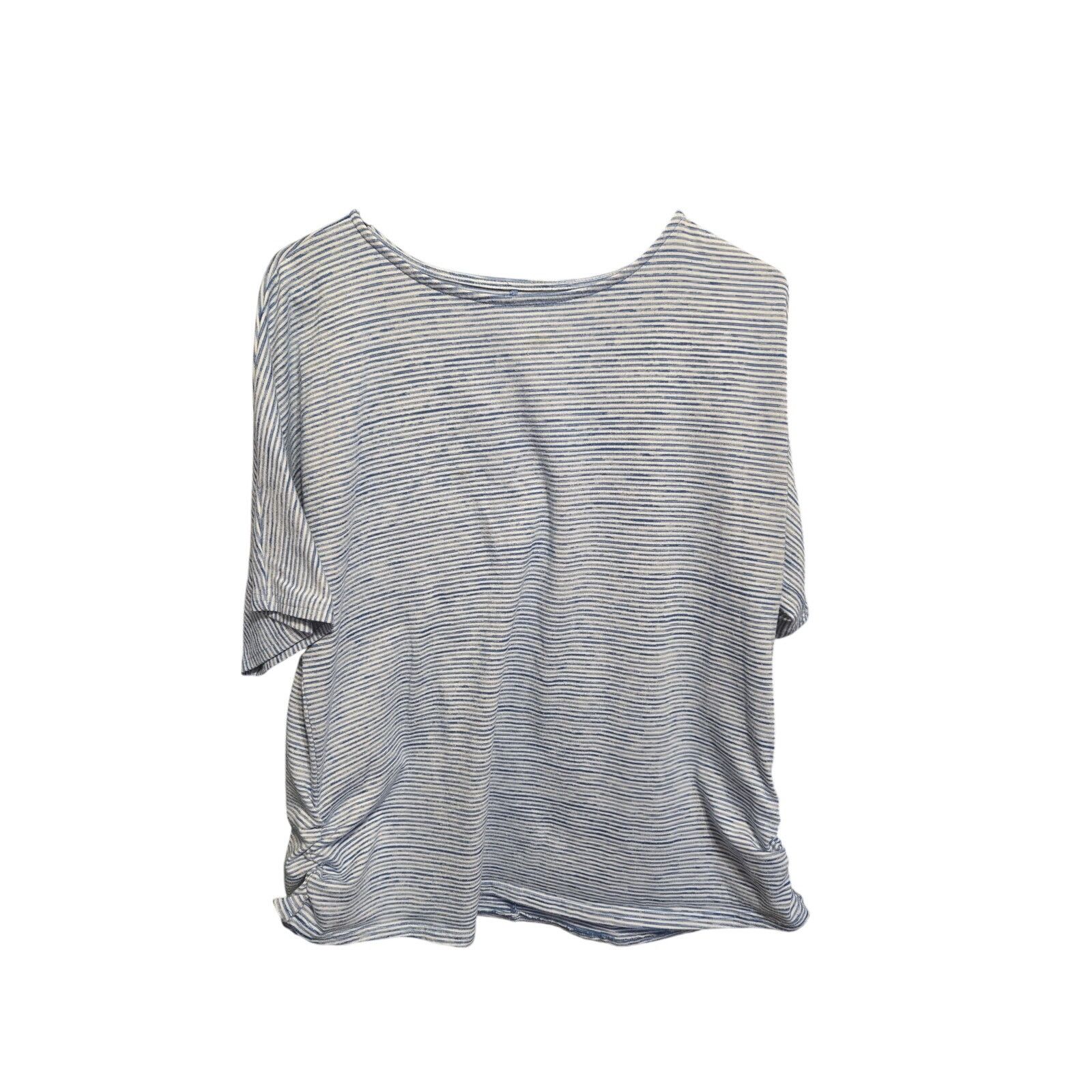 Croft & Barrow Croft & Barrow Blue White Striped Ruched Side Tee 1X Size XL / US 12-14 / IT 48-50 - 2 Thumbnail