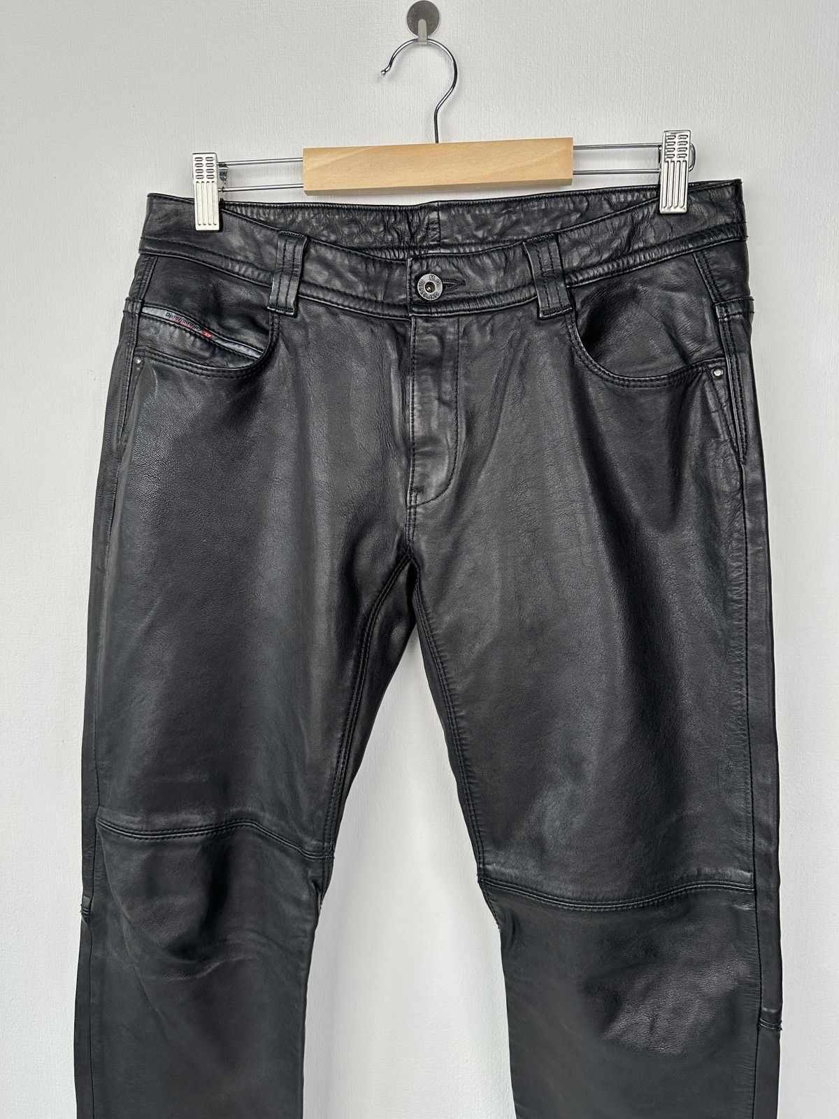 Diesel Y2K DIESEL 100% Leather Black Pants size 29 Vintage Size 29" - 3 Thumbnail