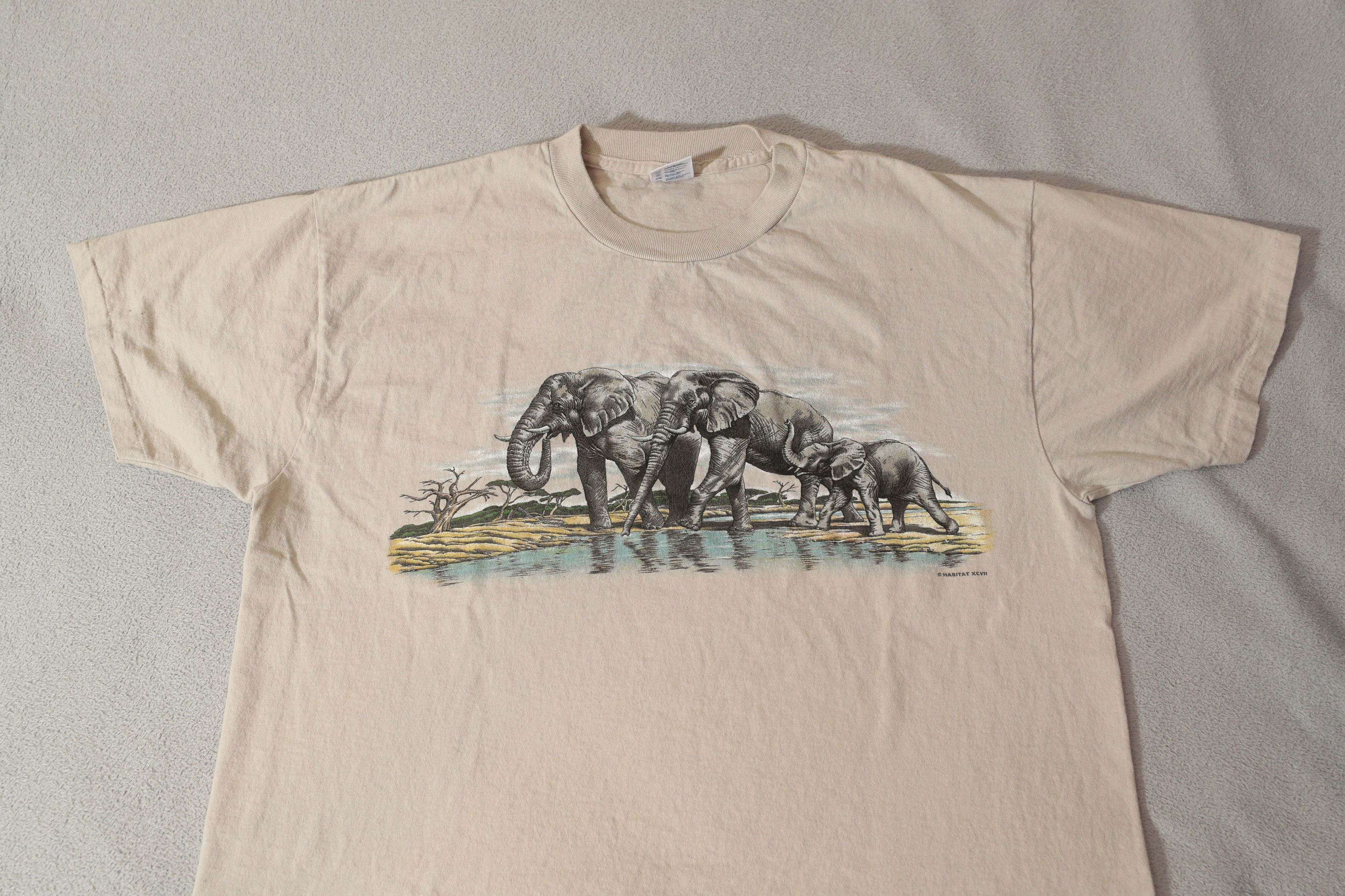 Habitat Habitat 1998 Elephants Vintage Single Stitch Tee (L) Size US L / EU 52-54 / 3 - 3 Thumbnail