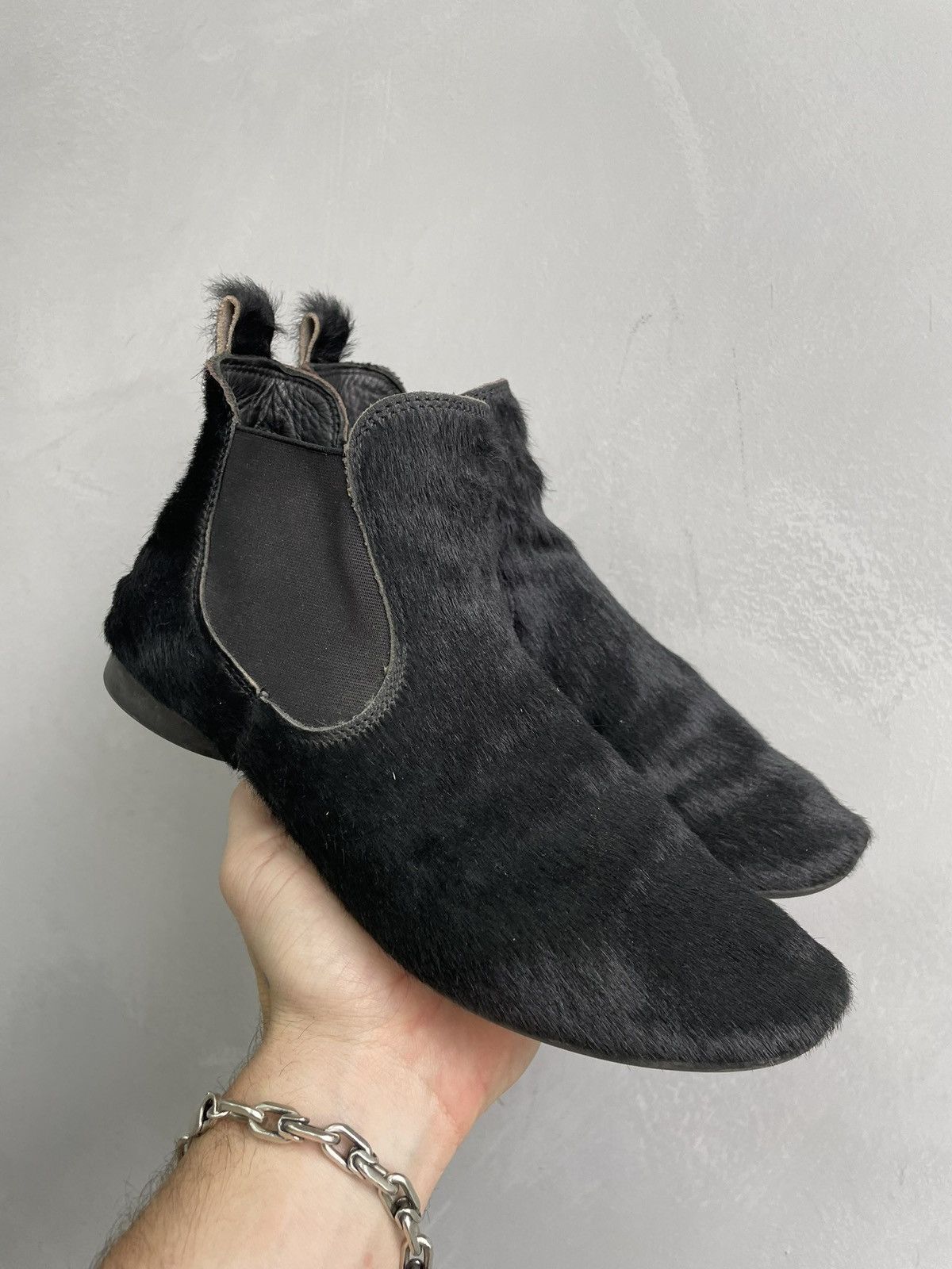 Vintage Vintage fur cow leather black GUIDI style boots 90s Size US 5 / EU 37 - 1 Thumbnail