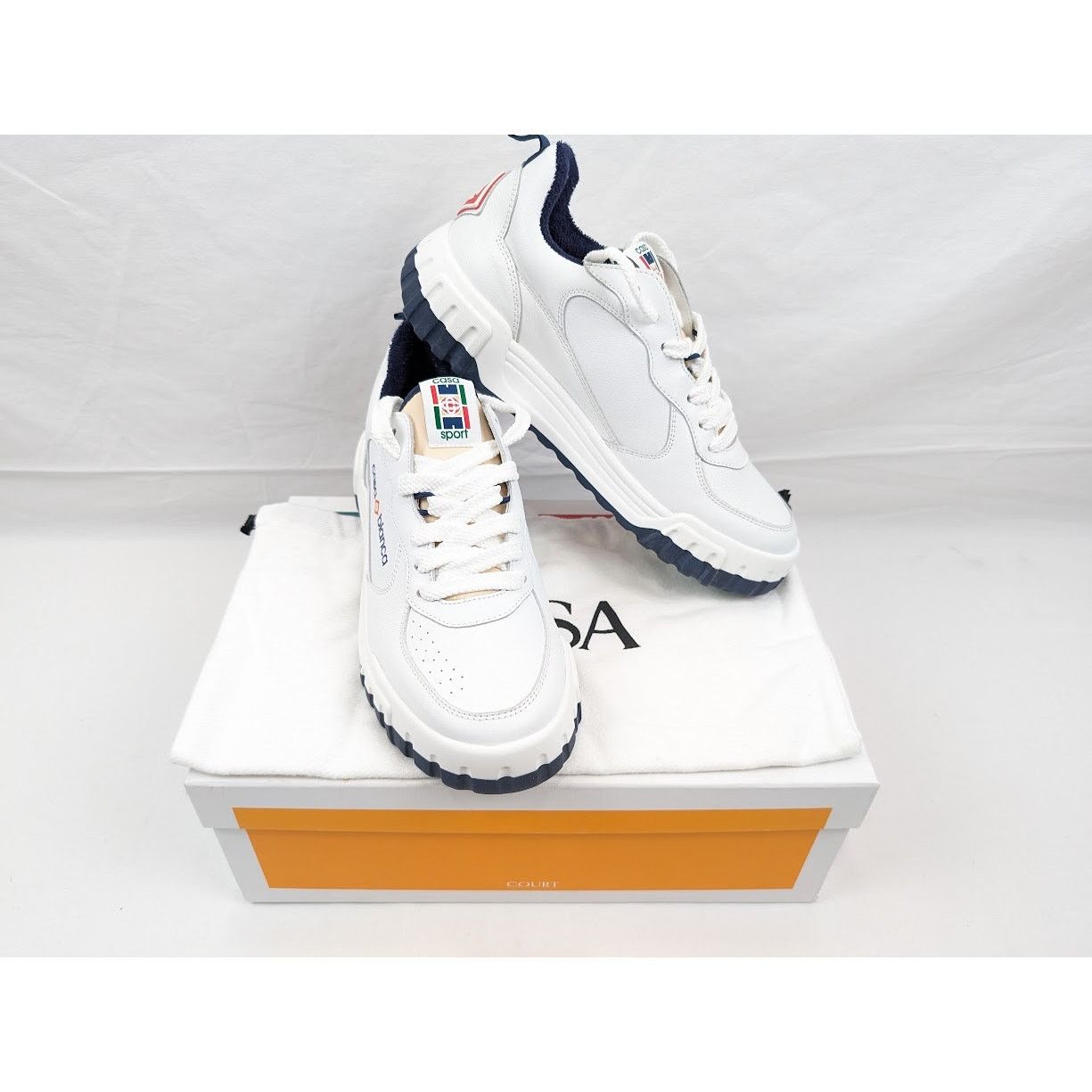 Casablanca o1rshd1 Men's Court Sneakers in White Navy Size US 9 / EU 42 - 19 Thumbnail