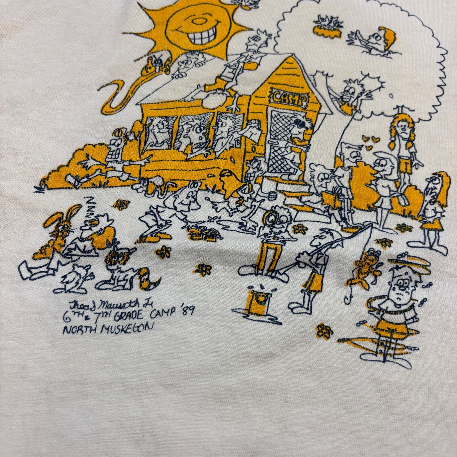 Hanes × Vintage Vintage 1989 North Muskegon Camp Art Cartoon T Shirt Men's M Size US M / EU 48-50 / 2 - 4 Thumbnail