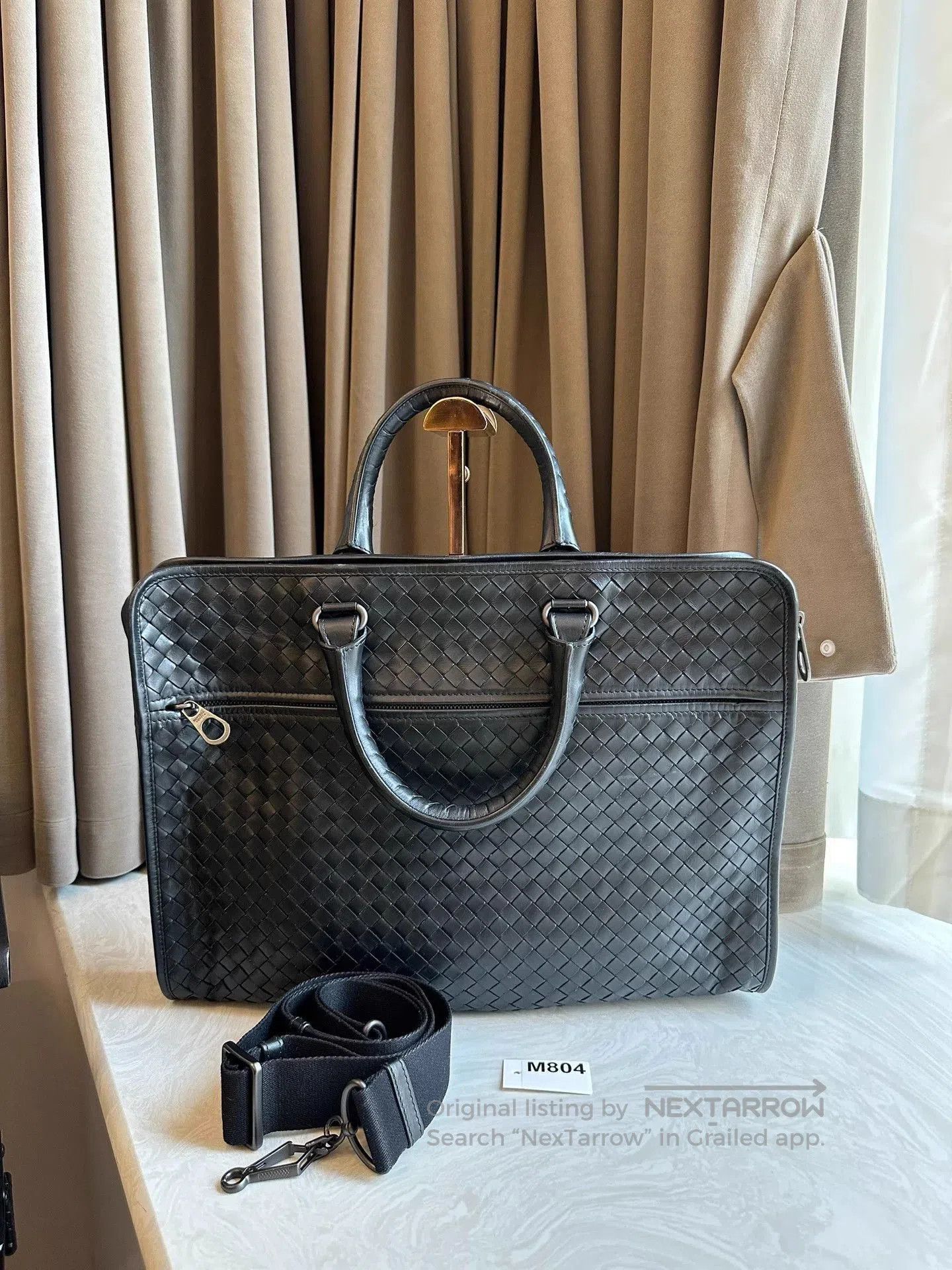 Bvlgari Black Woven Briefcase with Adjustable Strap. Size ONE SIZE - 1 Thumbnail