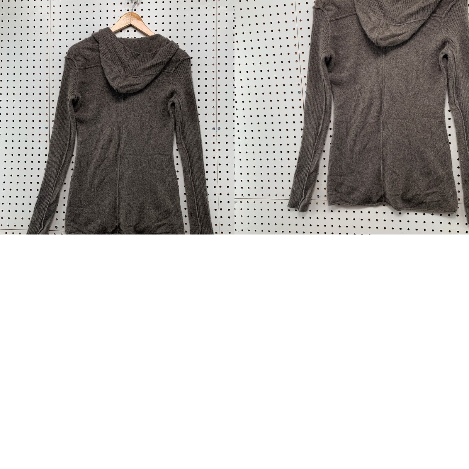 AQUA Aqua Cashmere Hooded Sweater Womens Medium Brown 100% Cashmere V Neck Pullover Size M / US 6-8 / IT 42-44 - 9 Thumbnail