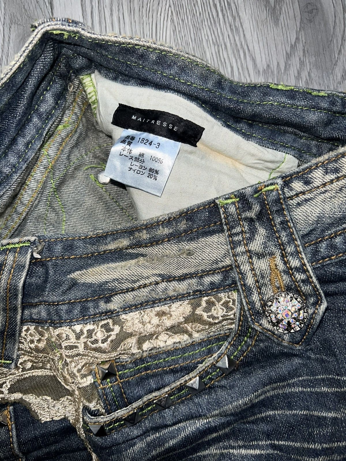 Blumarine Y2K butterfly lace&rhinestone denim skirt🦋 Size 28" / US 6 / IT 42 - 8 Thumbnail