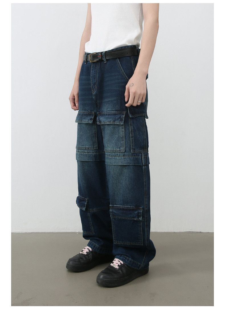 Japanese Brand American washed patchwork multi-pocket curved jeans for men Size US 32 / EU 48 - 3 Thumbnail