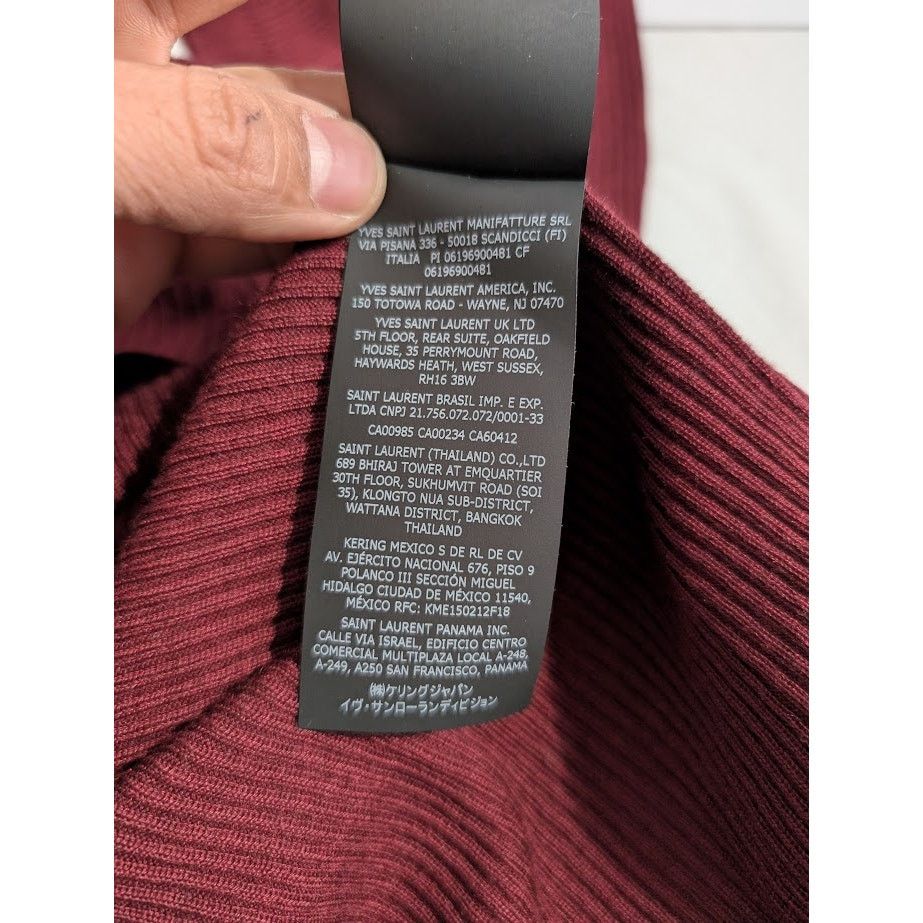 Saint Laurent Paris o1rshd1 Sweater in Burgundy Size US XL / EU 56 / 4 - 16 Thumbnail