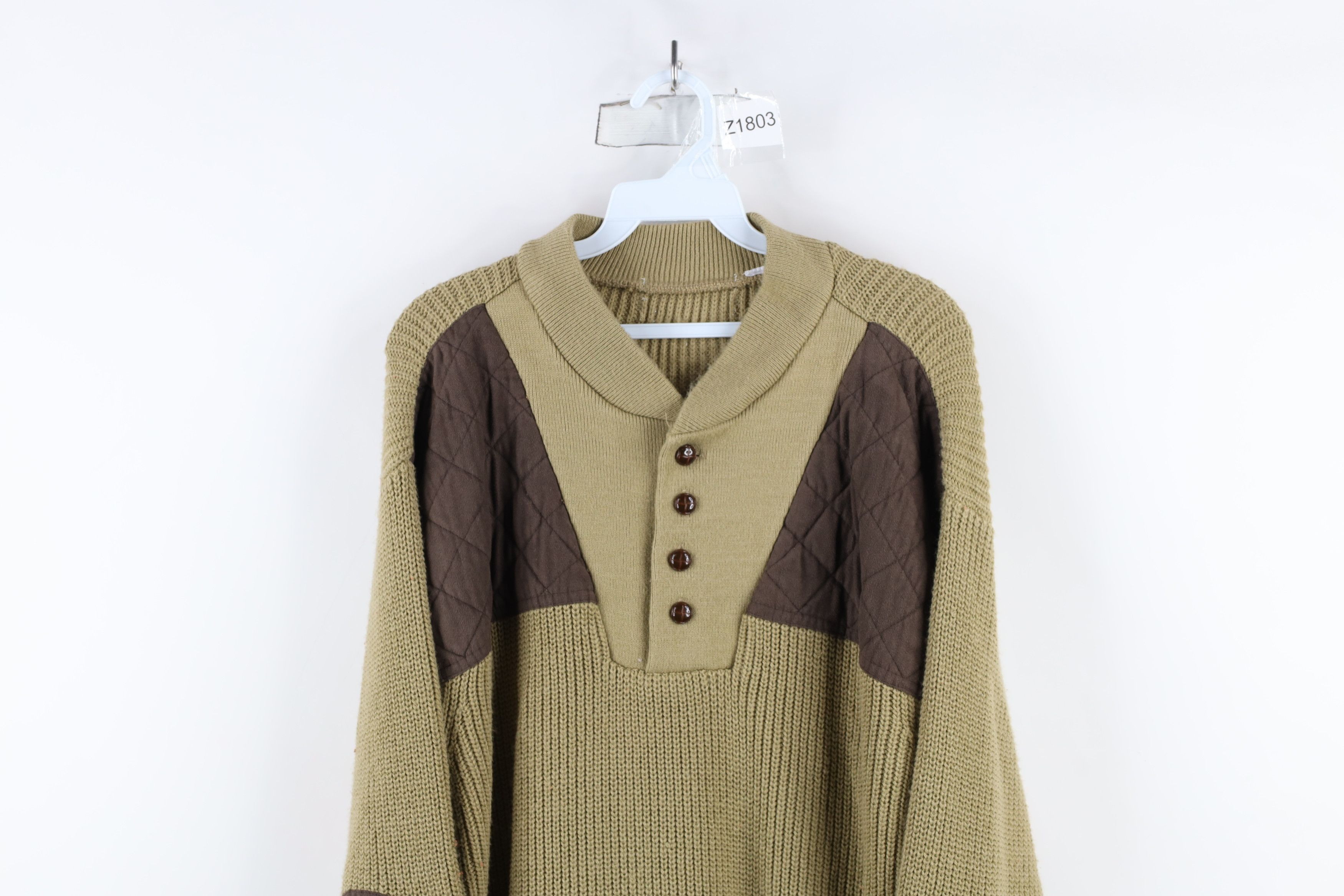 Vintage Vintage 90s Streetwear Patch Ribbed Knit Henley Sweater Size US XXL / EU 58 / 5 - 2 Thumbnail
