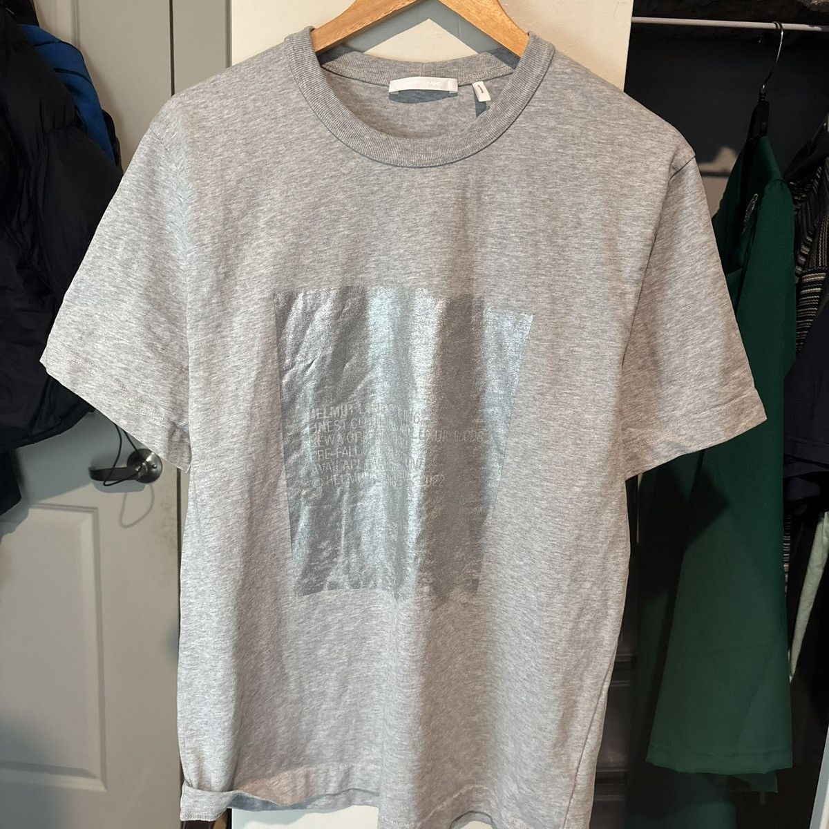Helmut Lang Helmut Lang Gray Reflective Graphic Print T Shirt Cotton Size US L / EU 52-54 / 3 - 1 Thumbnail