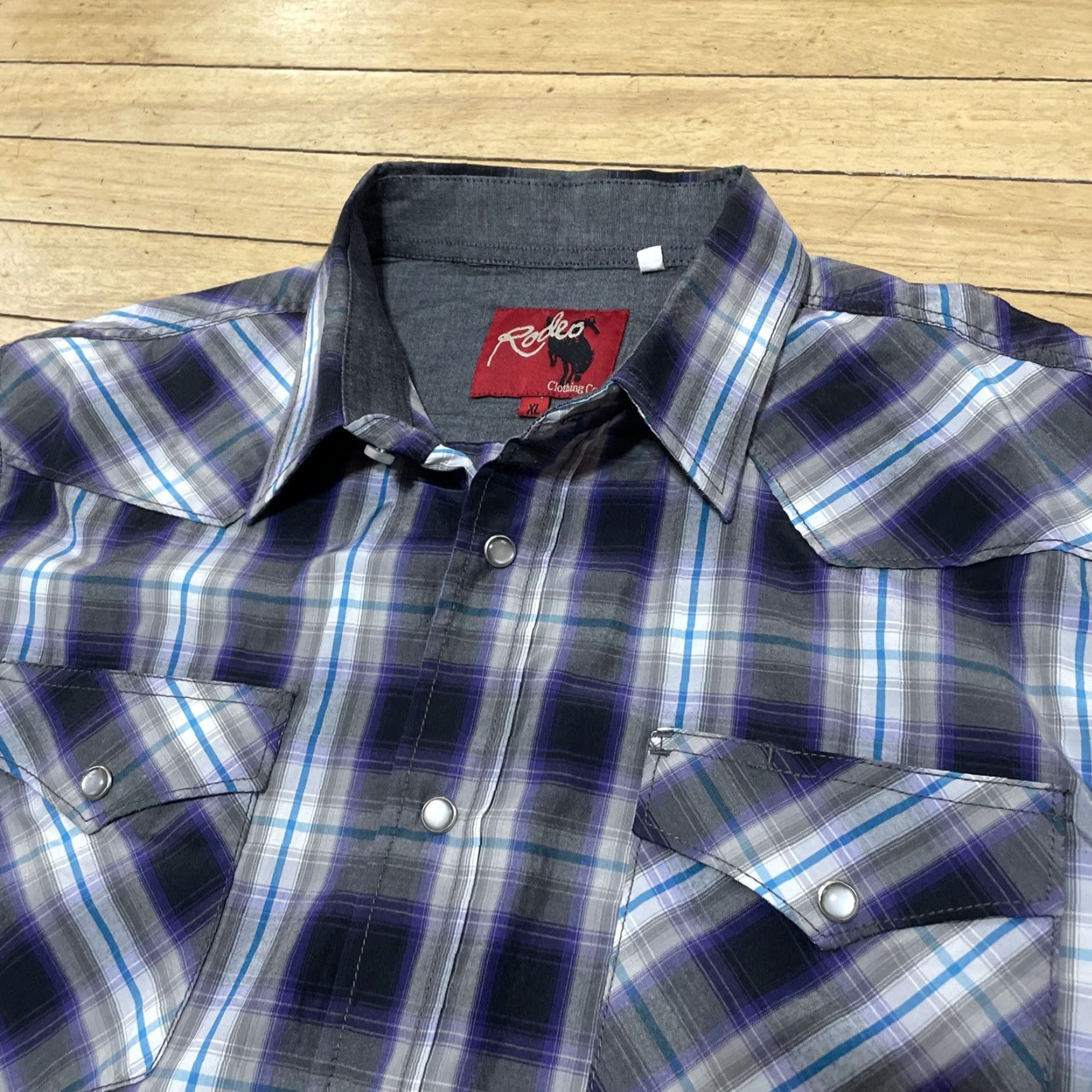 Vintage Rodeo Pearl Snap Shirt Men XL Western Purple Plaid Cowboy Rancher Button-Up Long Sleeve Casual Cotton Woven Regular Fit Size US XL / EU 56 / 4 - 5 Thumbnail