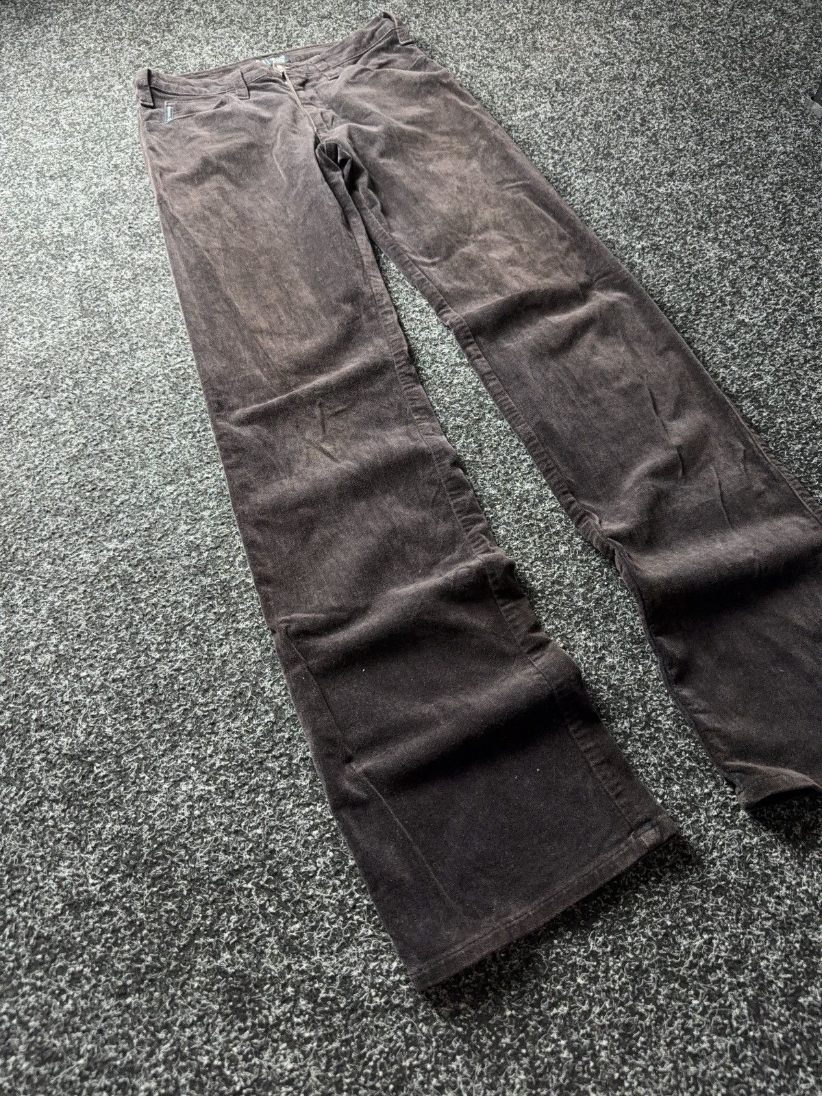 Armani Luxury 00s Armani Jeans AJ Velour Pants Brown Straight Y2K Size 28" / US 6 / IT 42 - 3 Thumbnail