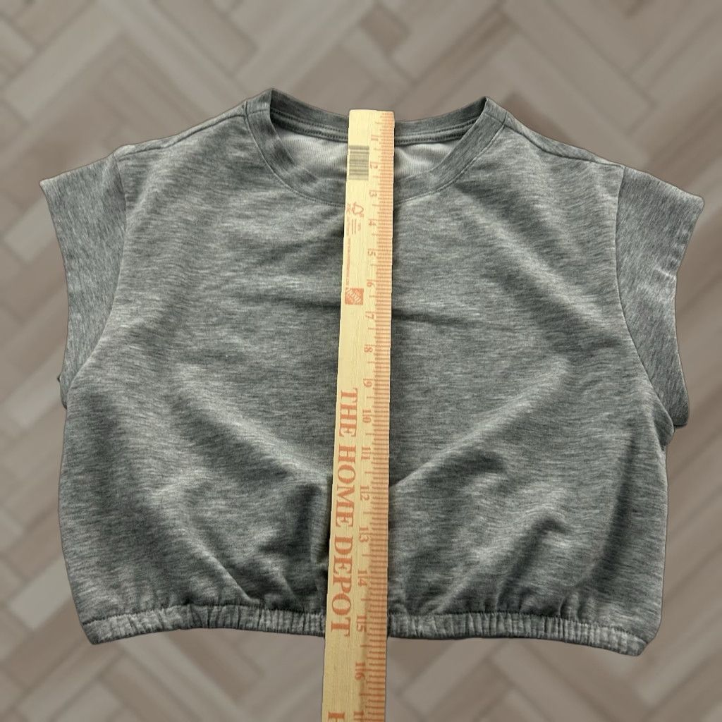 Alo Alo Cropped Short Sleeve Top Women's Medium Gray Shirt Size M / US 6-8 / IT 42-44 - 1 Thumbnail