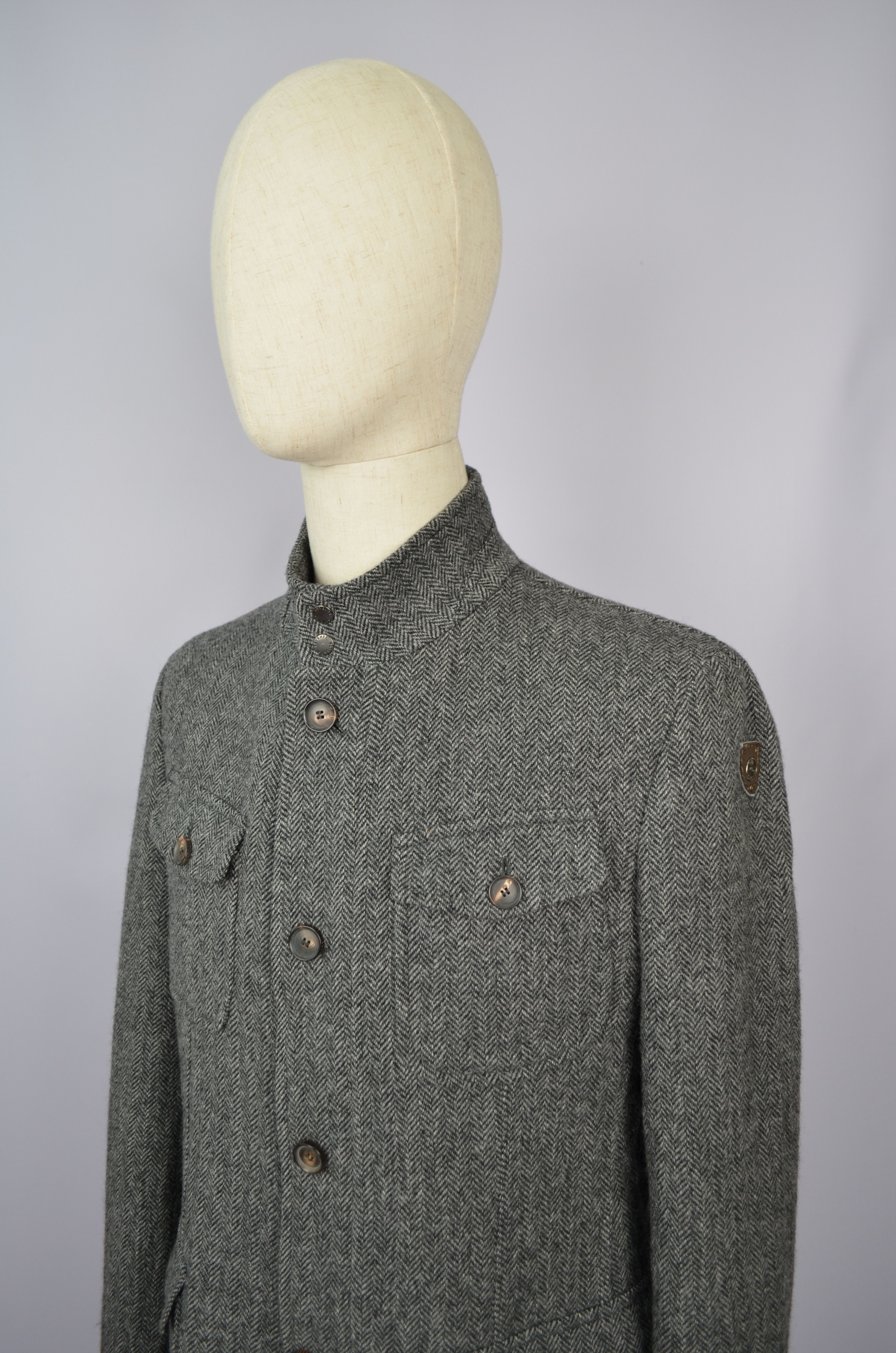 Designer Seventy Venezia Herringbone Yorkshire Tweed Wool Coat Jacket Size US M / EU 48-50 / 2 - 17 Thumbnail