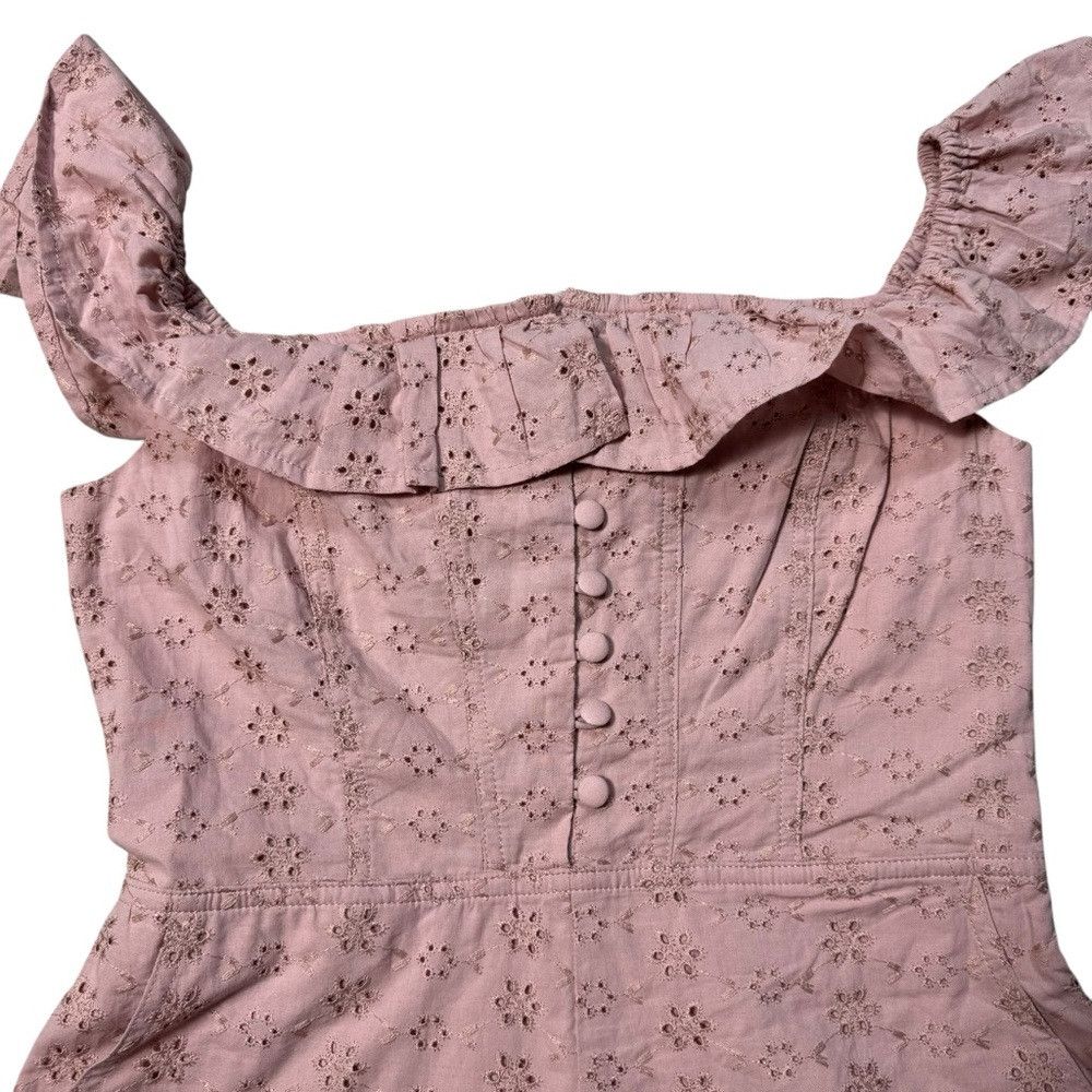 Other New Kimchi Blue Jeena Eyelet Off-The-Shoulder Mauve Romper Size 32" / US 10 / IT 46 - 6 Thumbnail