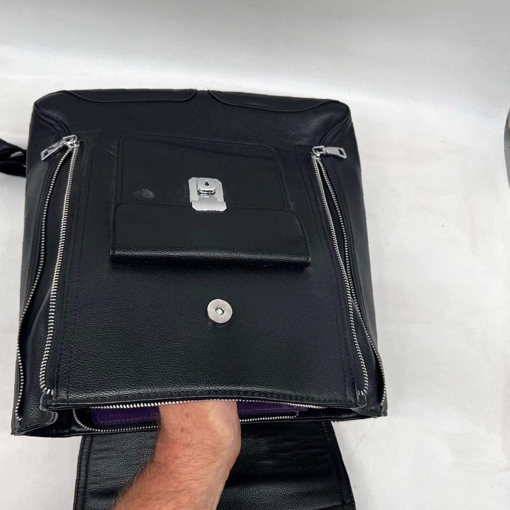 Vintage Sandy Lisa Amalfi Backpack, Black 12"X6"X13" / 13" Laptop iPad More Backpack Unisex Adults Medium Black Gold Hardware Size ONE SIZE - 7 Thumbnail