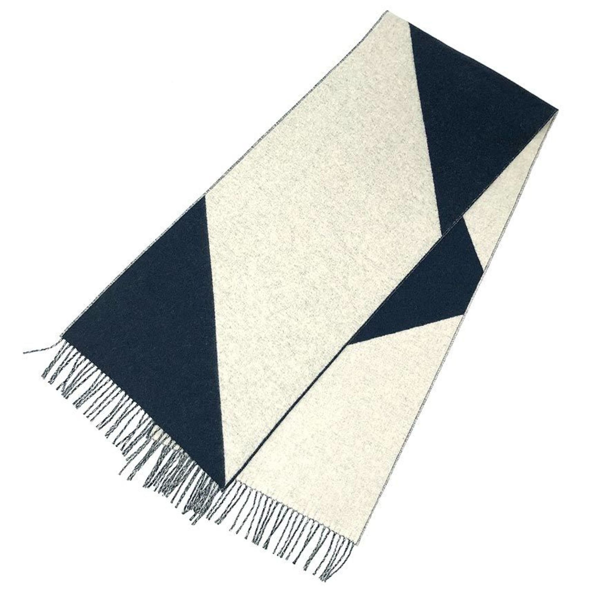 Hermes HERMES Cashmere Scarf, Kazak, Two-Tone Stole/Shawl, Light Gray and Navy, for Men Women Size ONE SIZE - 1 Thumbnail