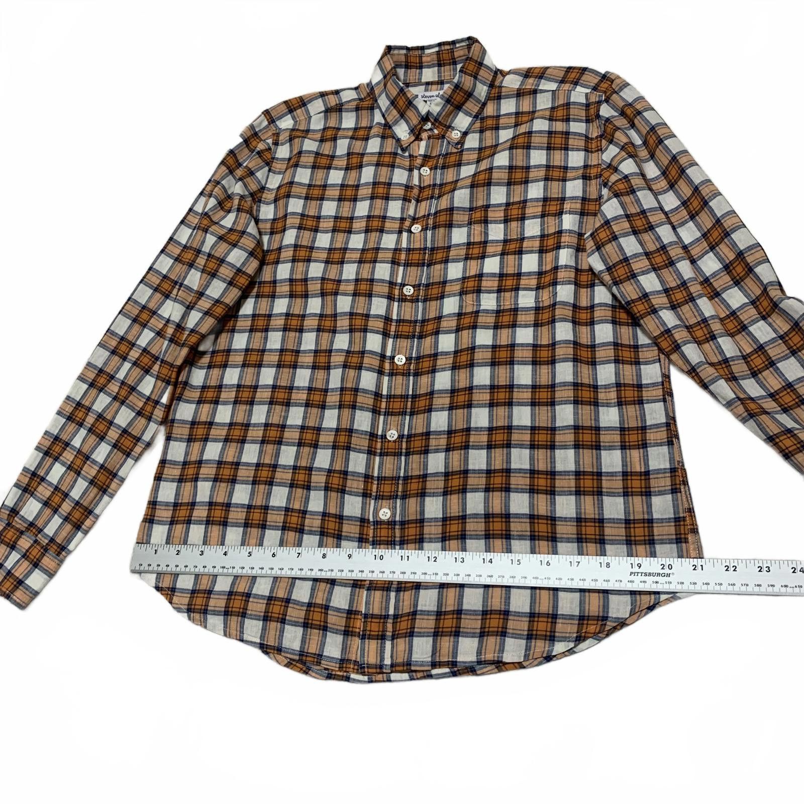 Steven Alan Steven Alan Men's Button-Down Shirt S Brown Orange Plaid USA Size US S / EU 44-46 / 1 - 8 Thumbnail