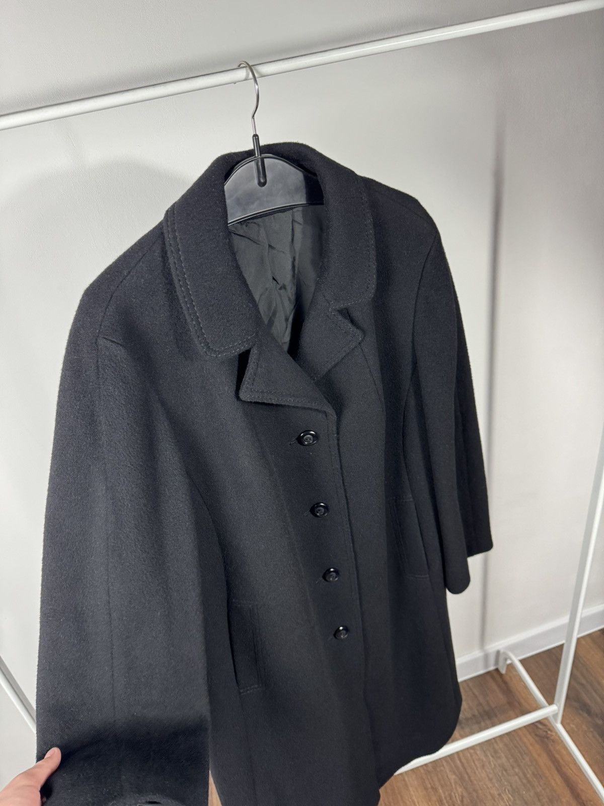 Other Vintage Women Camel Hair Wool Coat Black Classic Long Warm Size XL / US 12-14 / IT 48-50 - 4 Thumbnail