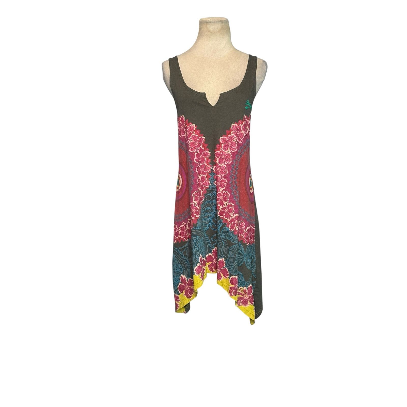 Desigual Desigual Green and Pink Asymmetrical Tunic Dress size Medium Size M / US 6-8 / IT 42-44 - 6 Thumbnail