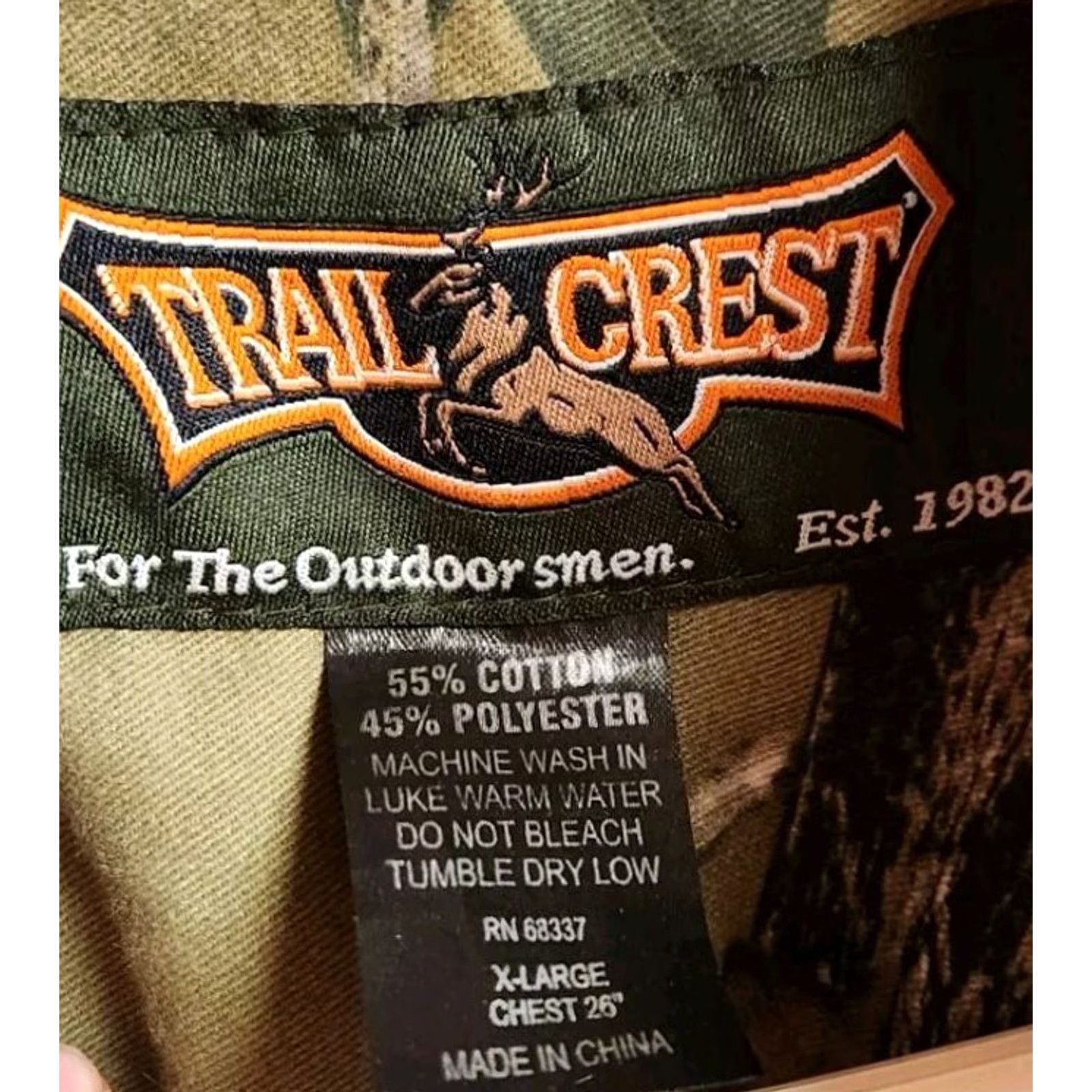Vintage Trail Crest Shirt Men's XL Camo Button Up Twill Wood Vintage Long Sleeve Outdoor Casual Workwear Shirt Size US XL / EU 56 / 4 - 6 Thumbnail