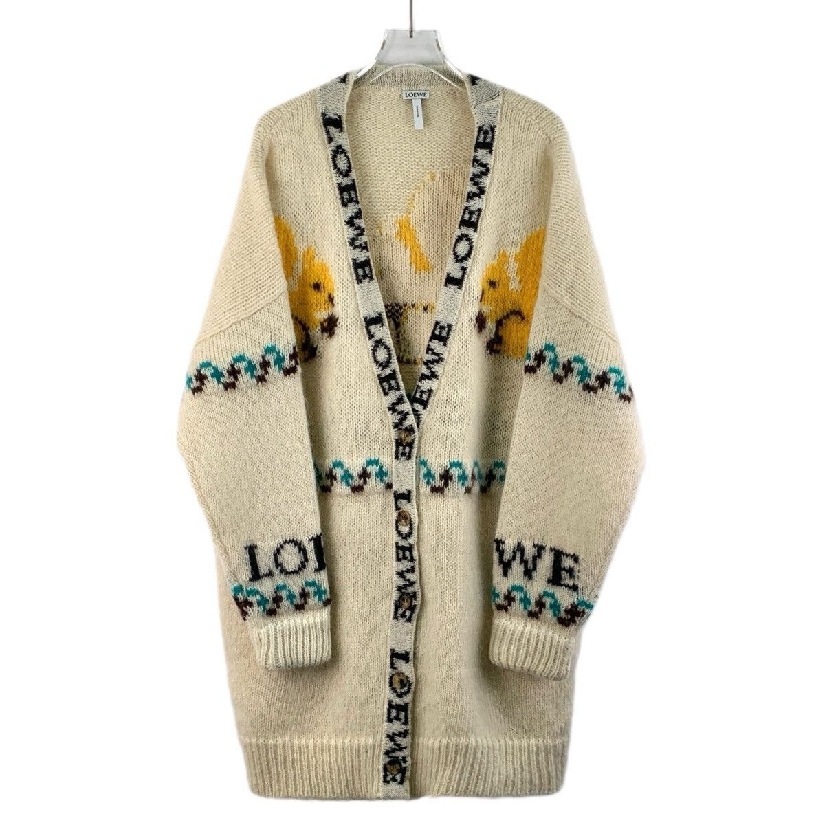 Loewe Loewe Beige Logo V-neck Mohair Knit Cardigan Coat K26WX Size XS / US 0-2 / IT 36-38 - 1 Thumbnail