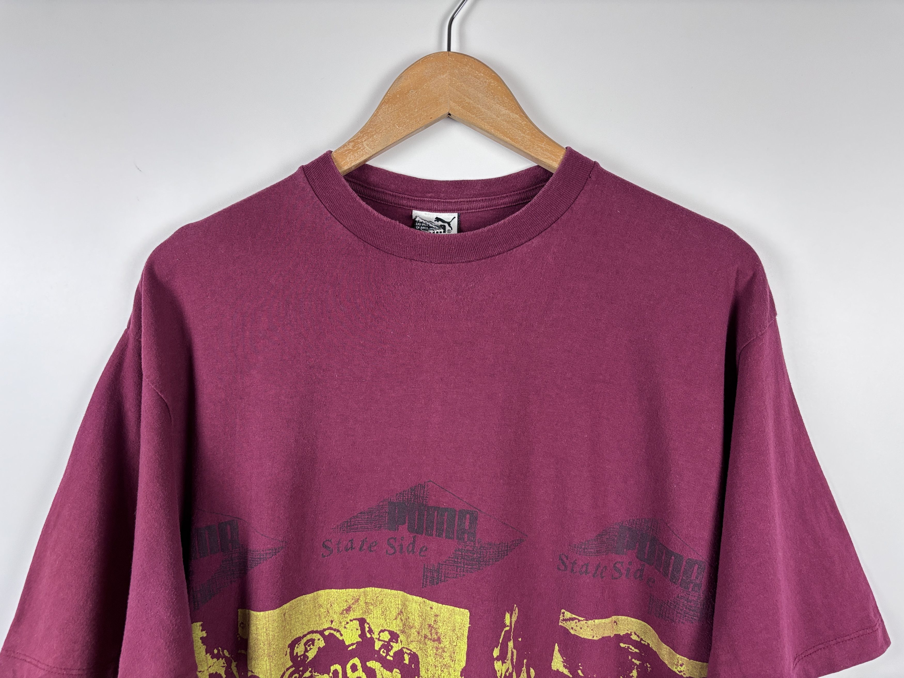 Puma × Vintage Vintage 80s Puma State Side T-Shirt Burgundy Mens Size ~L Size US L / EU 52-54 / 3 - 2 Thumbnail