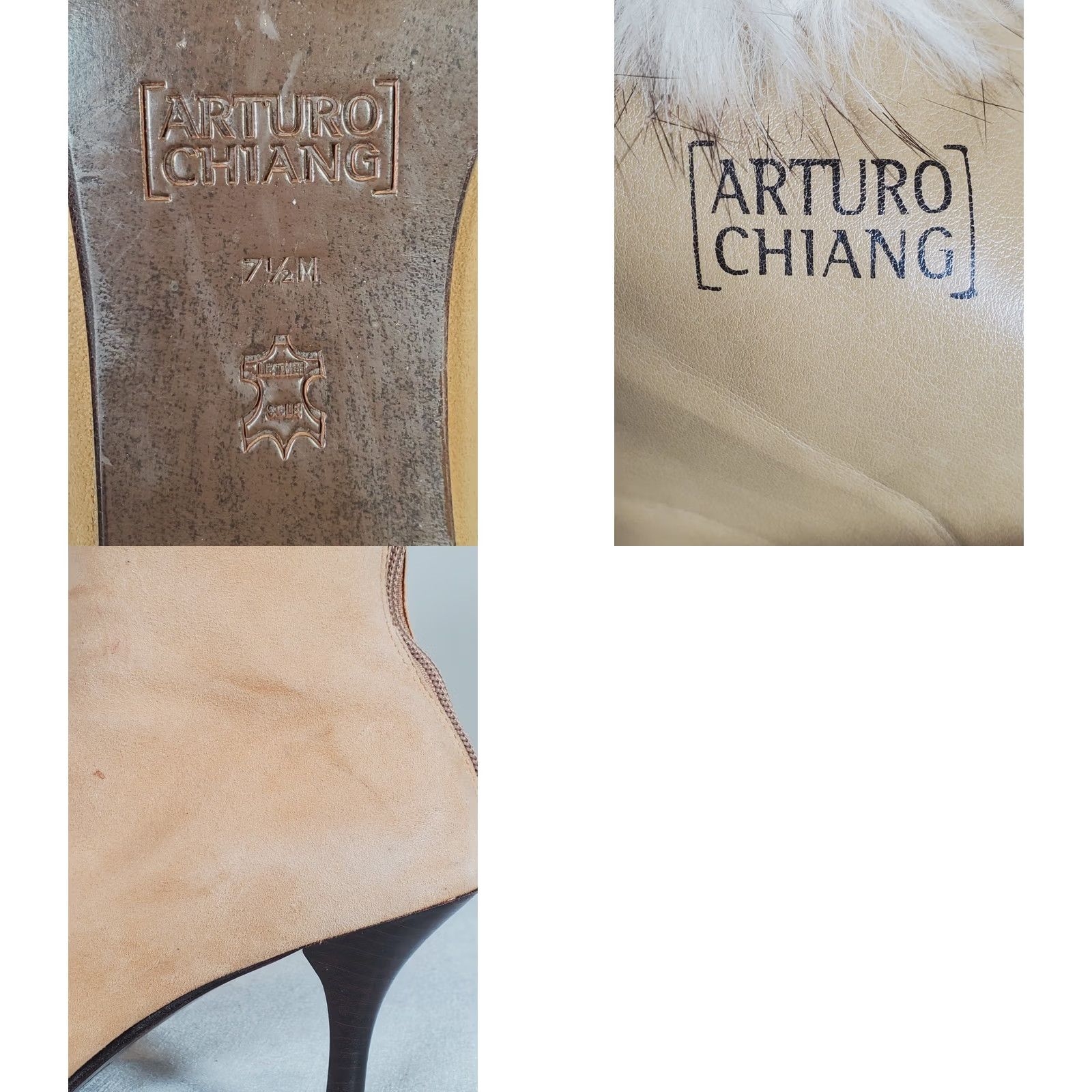 Vintage Arturo Chiang Suede Rabbit Fur Trim Back Zip Ankle Boots Snip Toe Women's US 7.5 Size US 8 / IT 38 - 9 Thumbnail